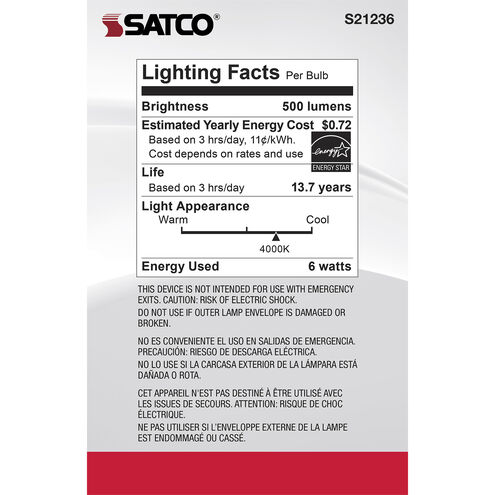 Lumos LED Medium Medium 6.00 watt 4000K LED Filament