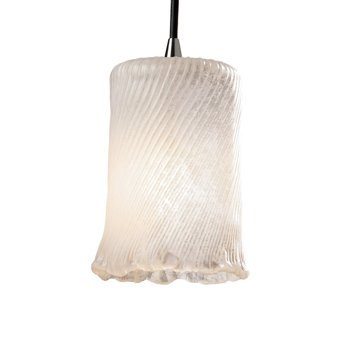 Veneto Luce 1 Light 4 inch Brushed Nickel Pendant Ceiling Light in Whitewash (Veneto Luce), Cylinder with Rippled Rim