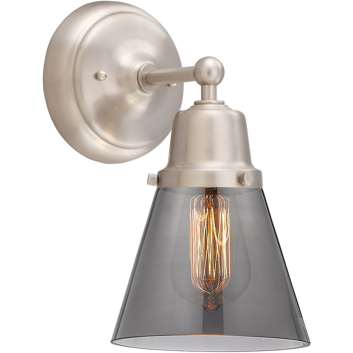 Aditi Small Cone 1 Light 6.25 inch Brushed Satin Nickel Sconce Wall Light, Aditi