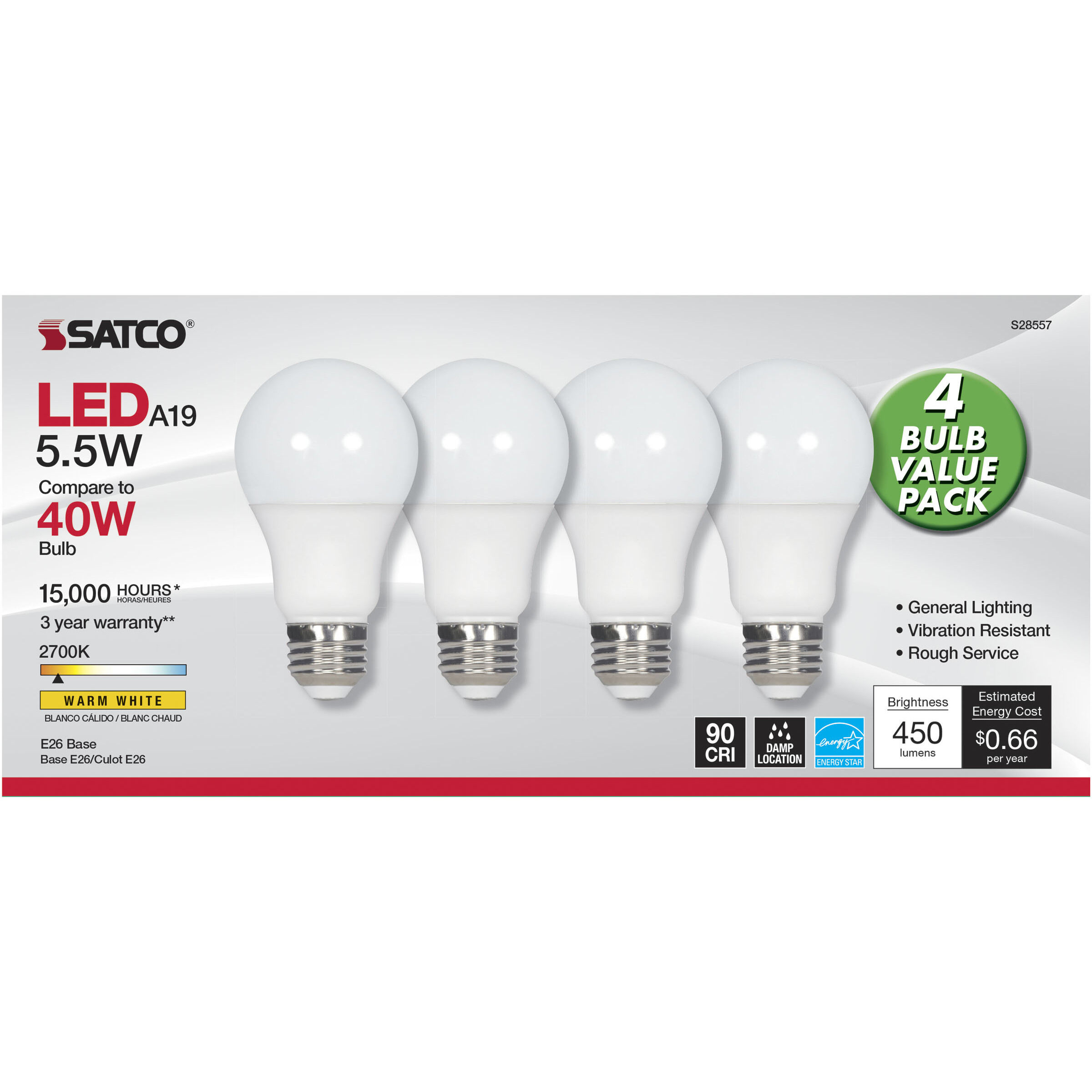Lumos LED A19 Medium E26 5.5 watt 120V 2700K Light Bulb