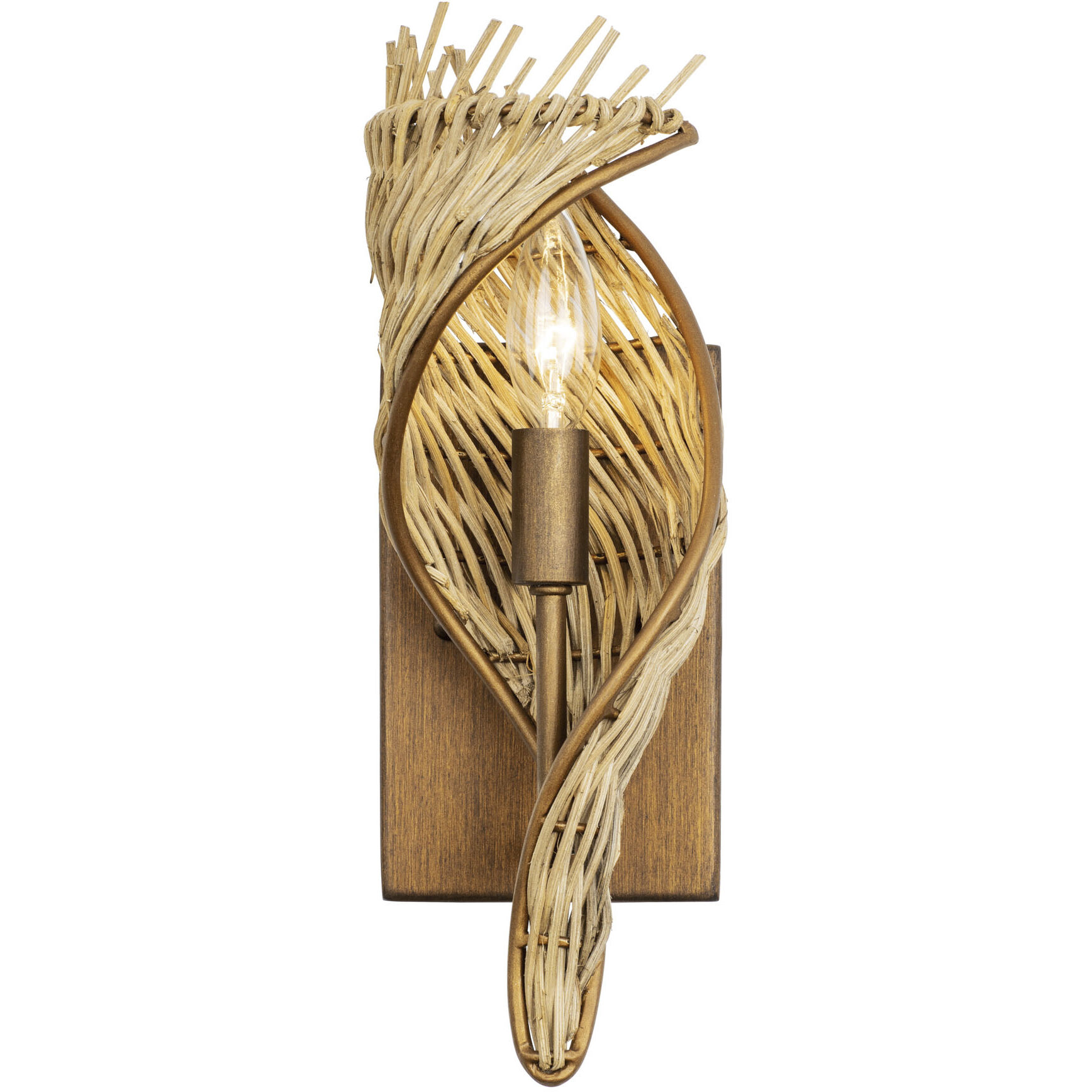 Flow 1 Light 5.5 inch Baguette and Natural Rattan Left Sconce Wall Light, Smithsonian Collaboration