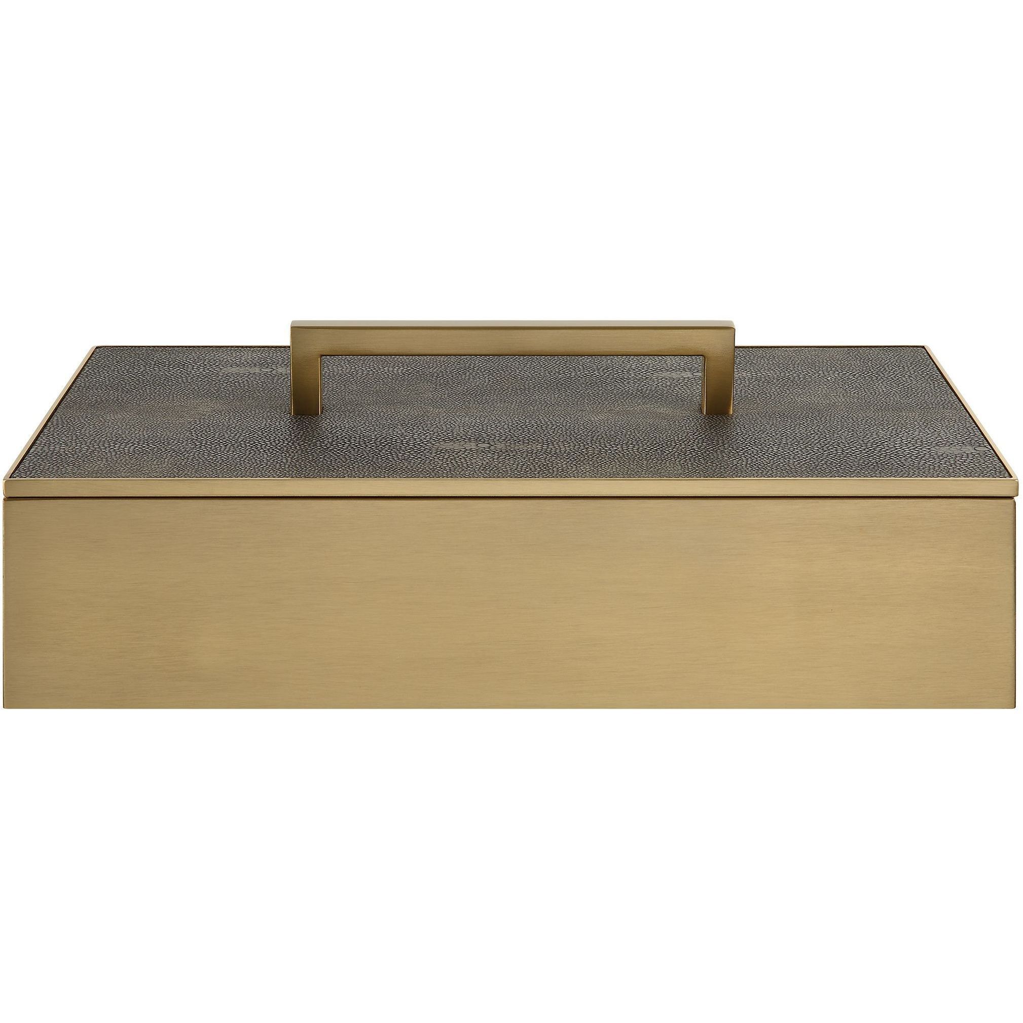 Wessex 14 inch Classic Brass and Gray Faux Shagreen Box
