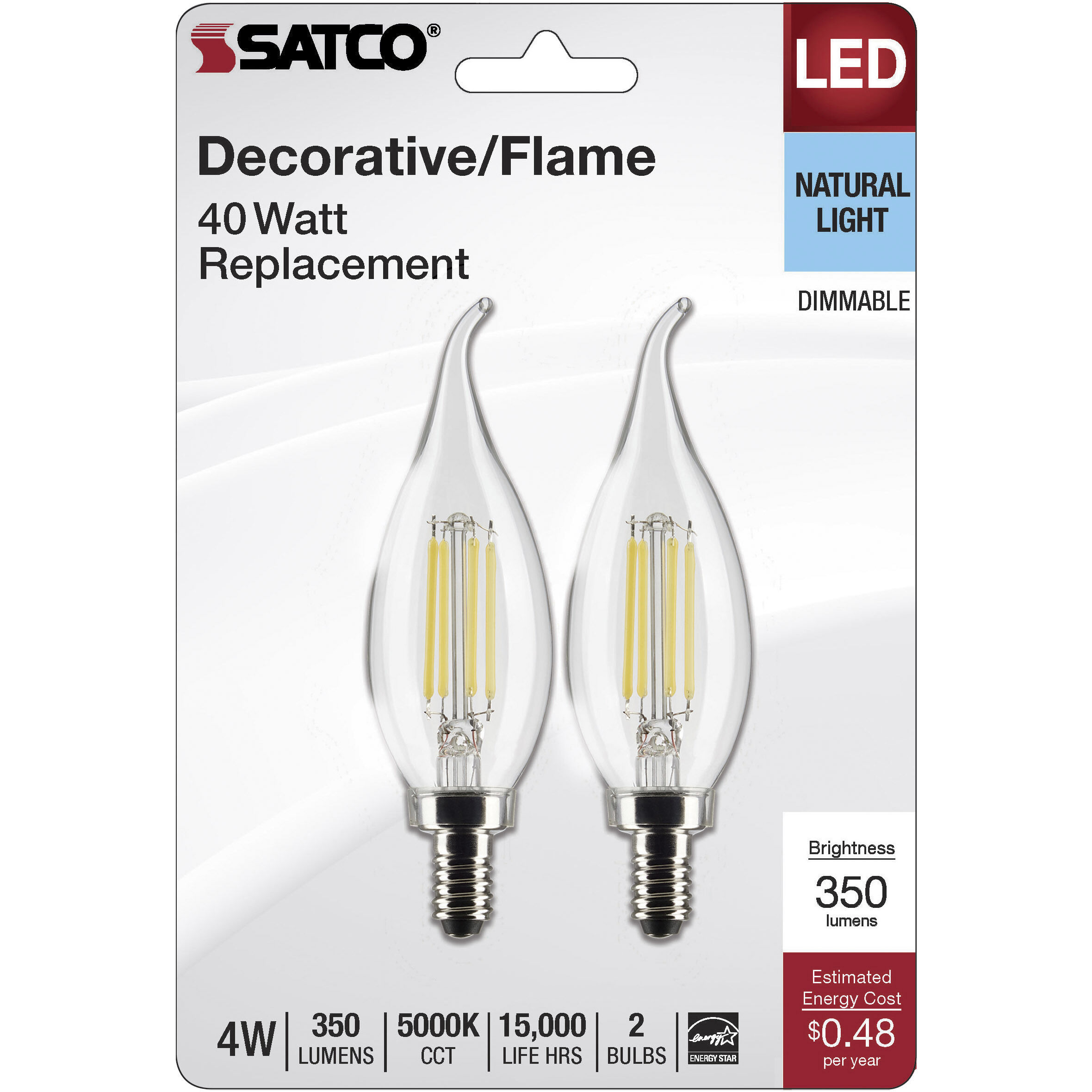 Lumos LED Candelabra 4 watt 120 5000K LED Filament, LED Filament
