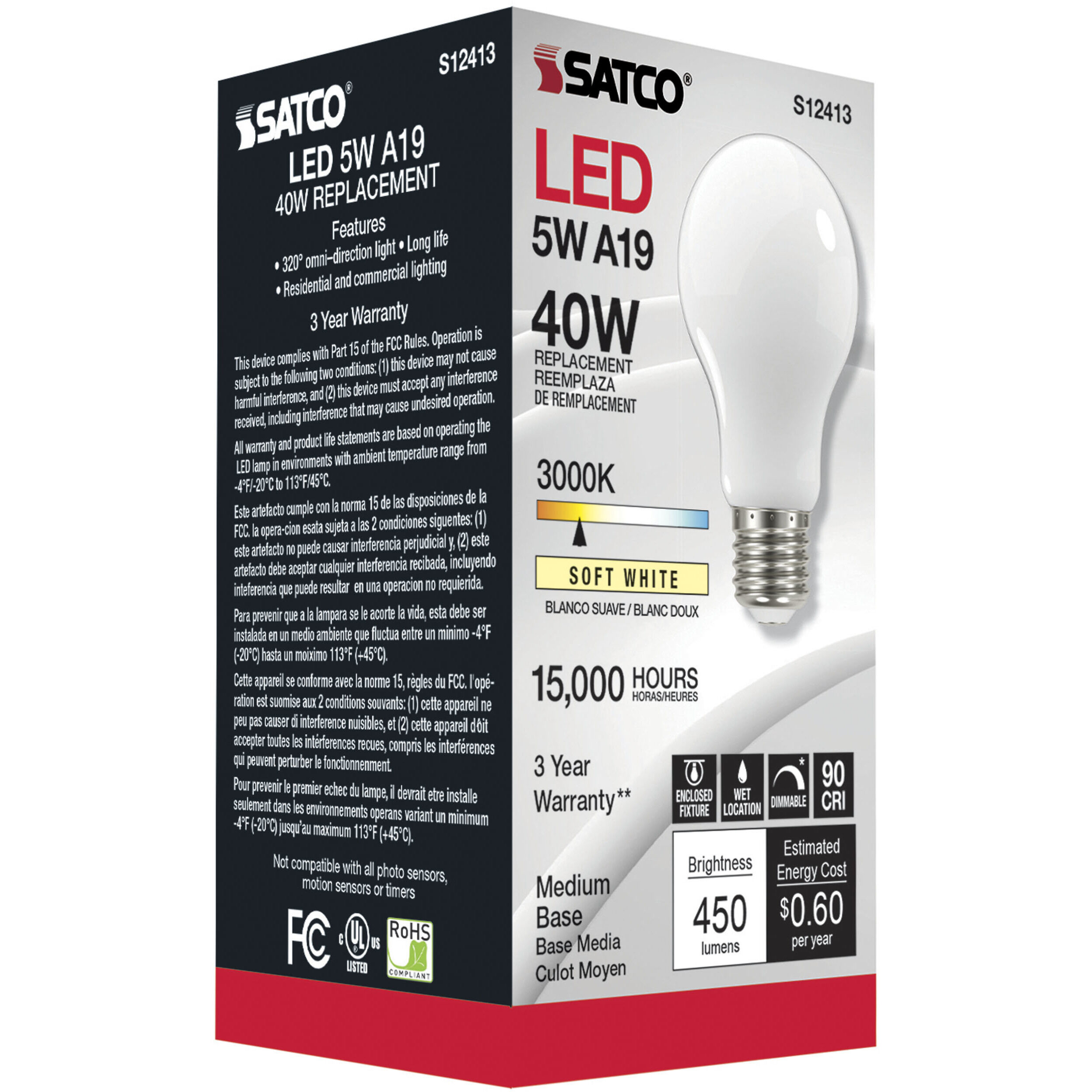 Lumos LED Medium 5.00 watt 120 3000K Light Bulb