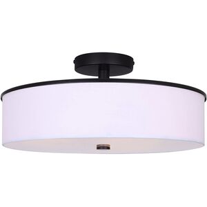 Tristan 3 Light 17.75 inch Black Semi Flush Ceiling Light