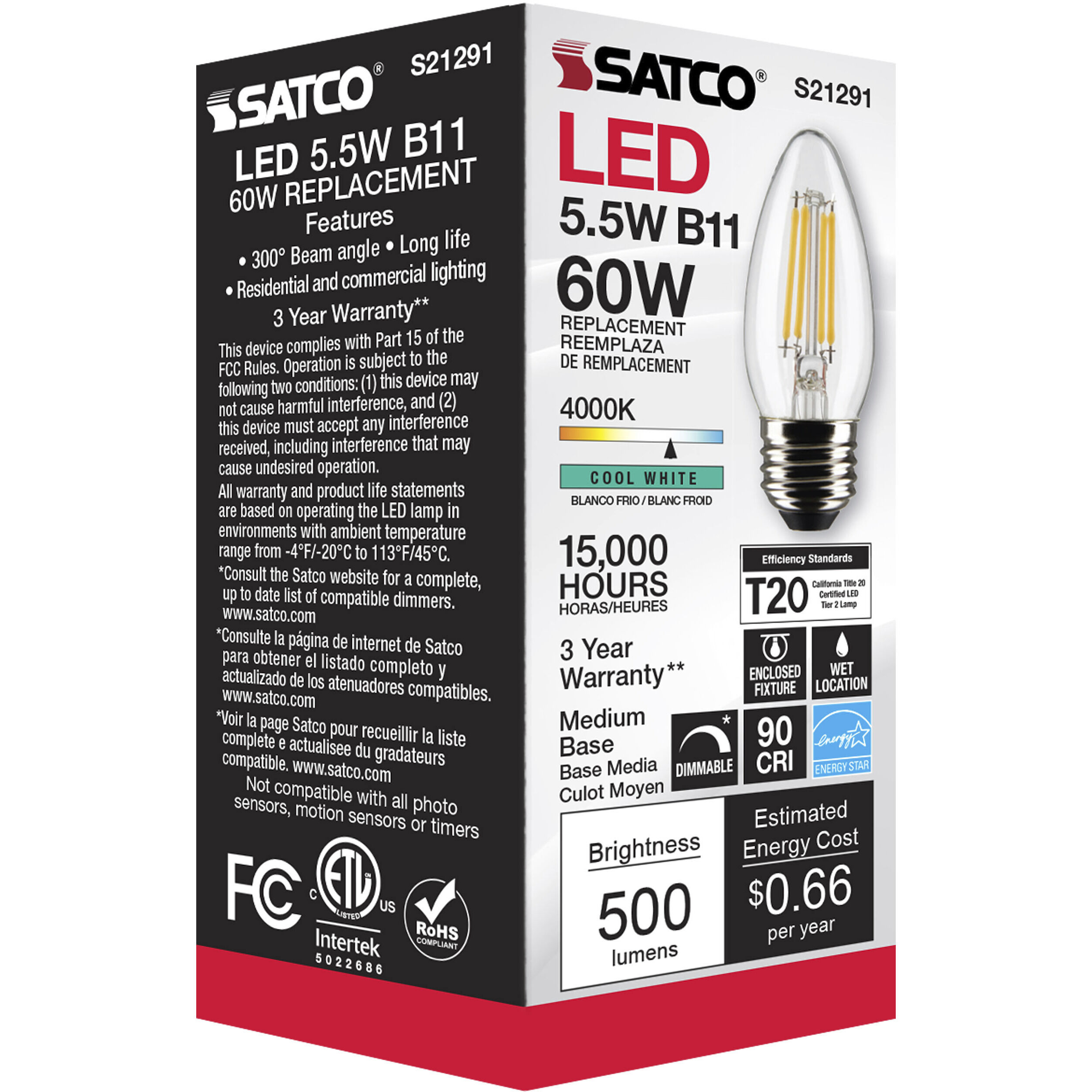 Lumos LED Medium Medium 5.50 watt 4000K LED Filament