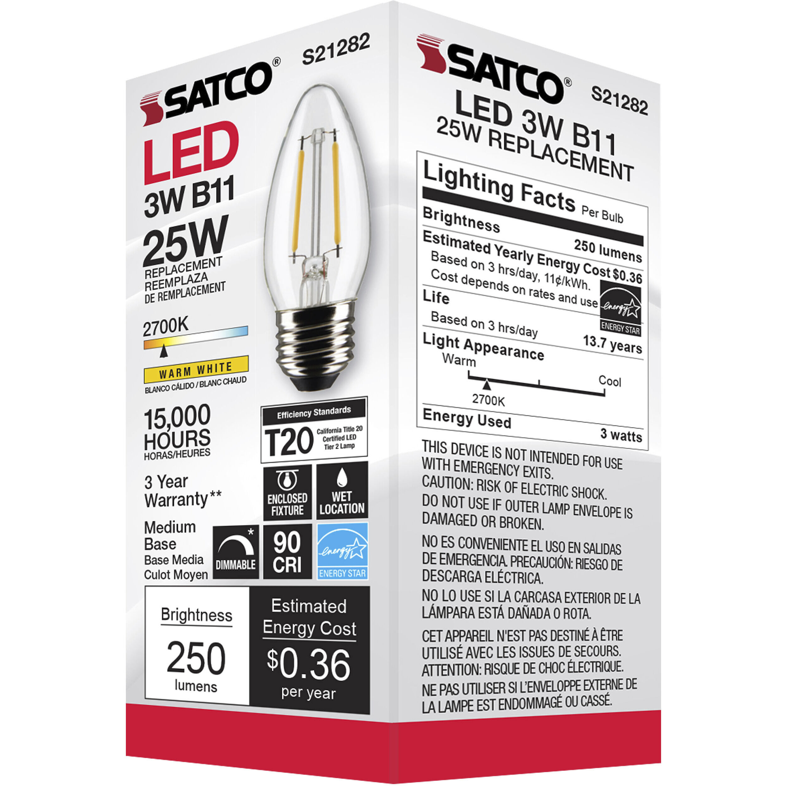 Lumos LED Medium Medium 3.00 watt 2700K LED Filament