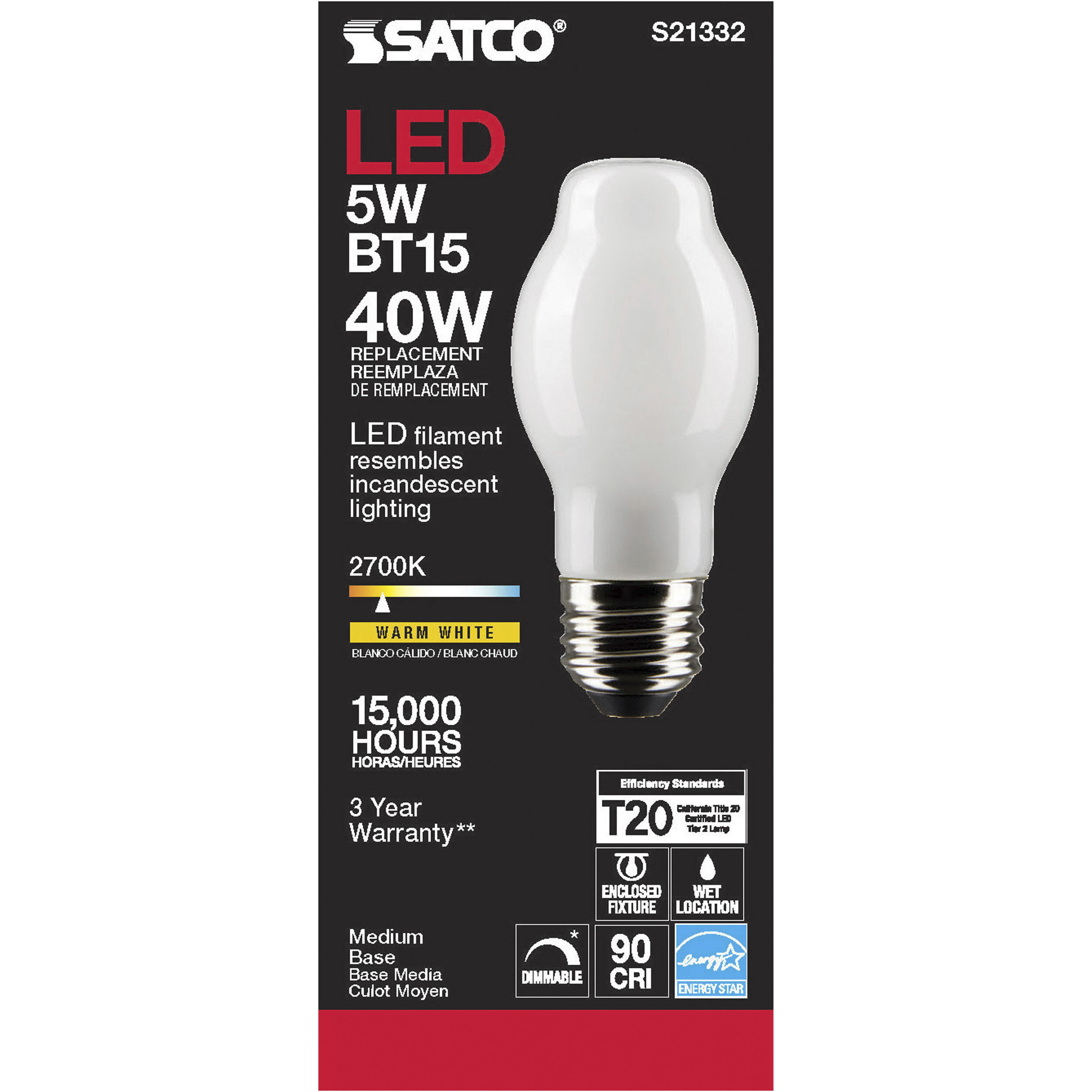 Lumos LED Medium Medium 5.00 watt 2700K LED Filament