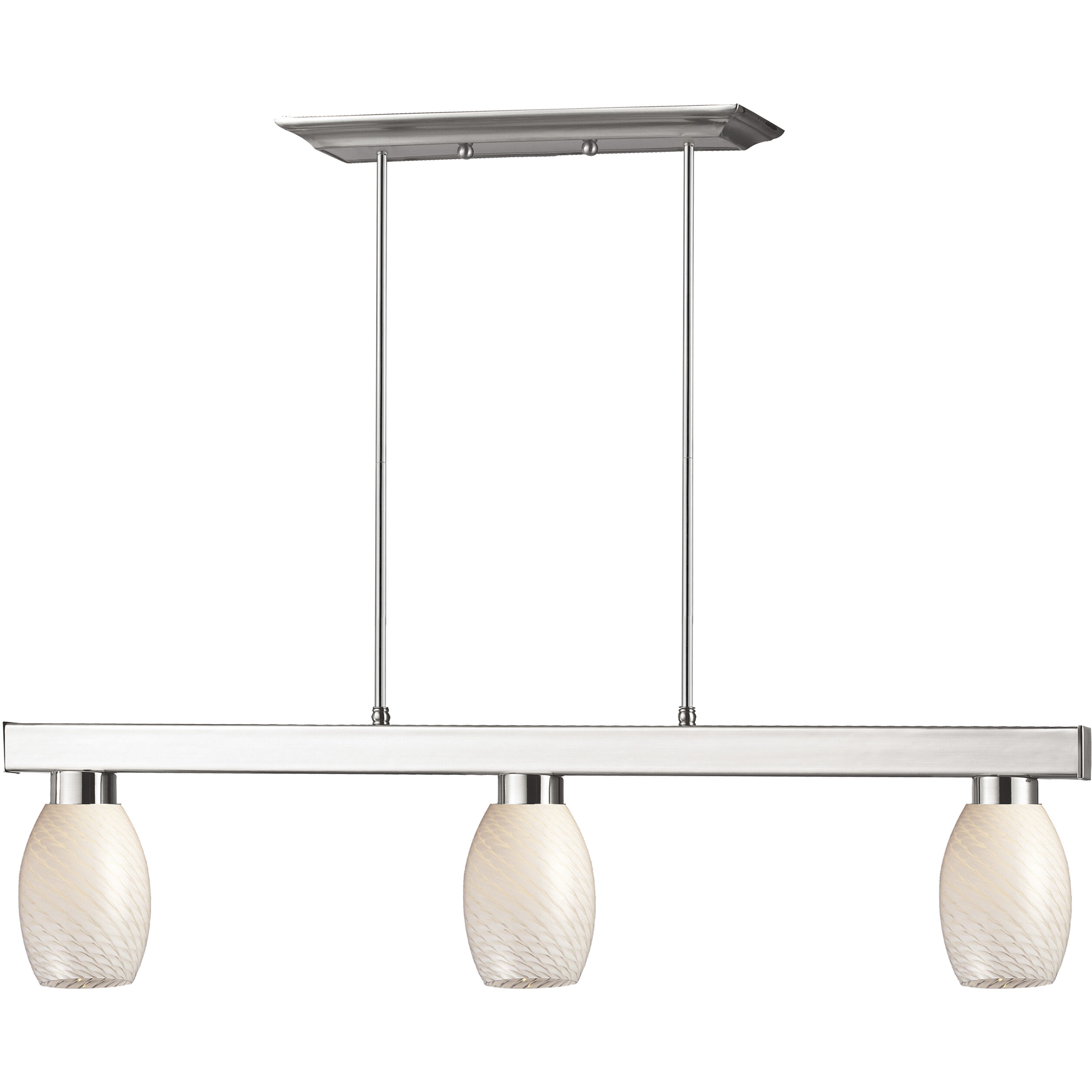 Cobalt 3 Light 42 inch Brushed Nickel Billiard Ceiling Light in White Glass