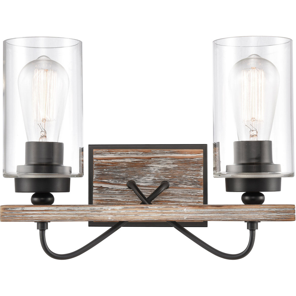 Paladin 2 Light 14 inch Matte Black Bath Vanity Light Wall Light in Clear Glass