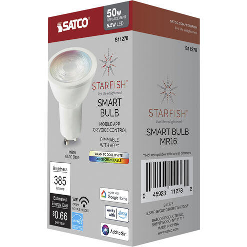 Starfish LED MR16 Bi Pin GU10 5.50 watt 2700K-5000K Light Bulb