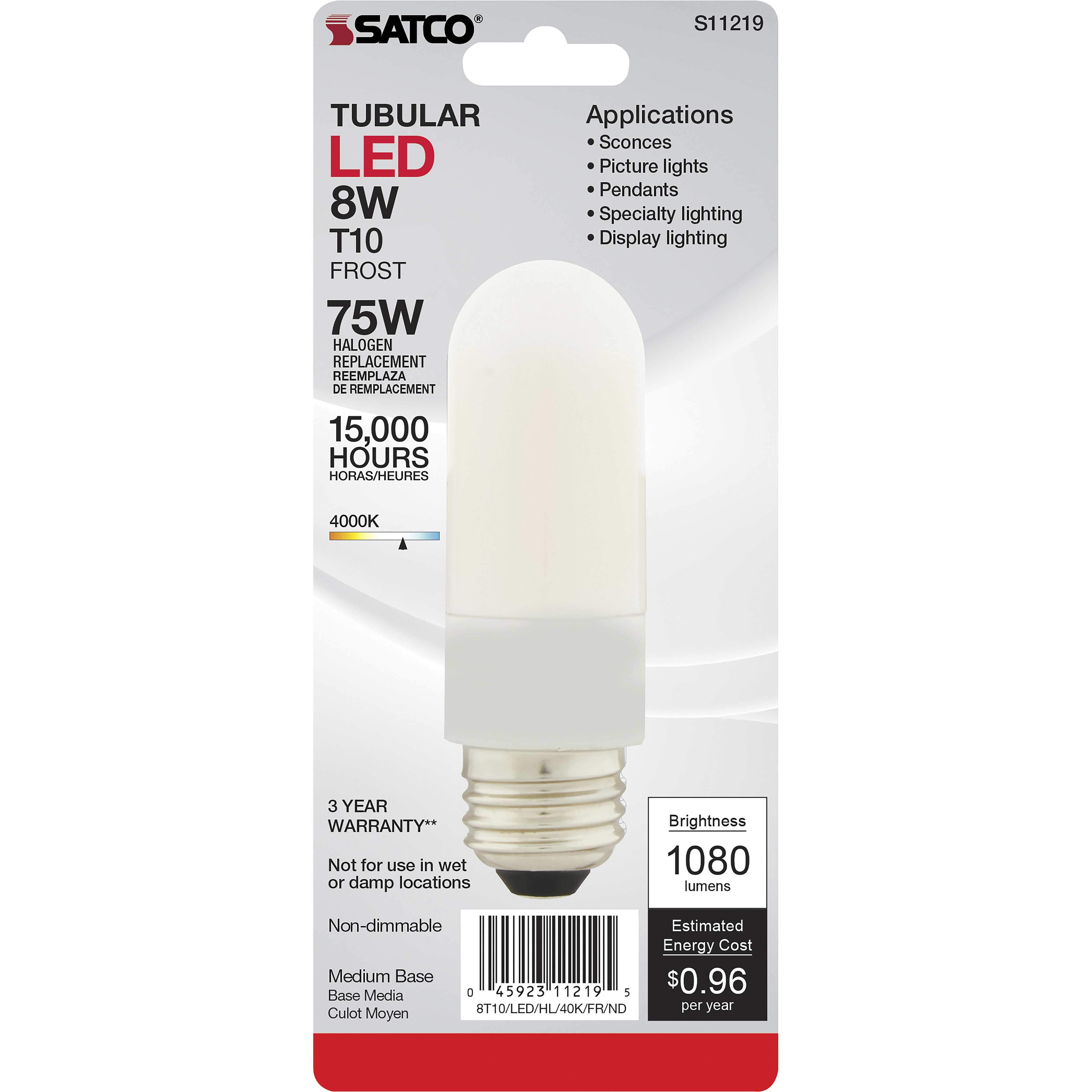 Lumos LED Medium 8.00 watt 120 4000K Light Bulb