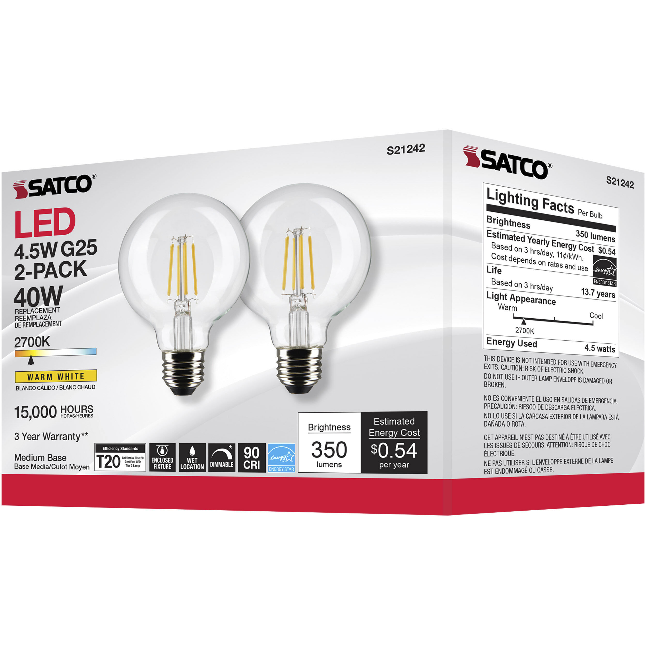 Lumos LED Medium Medium 4.50 watt 2700K LED Filament