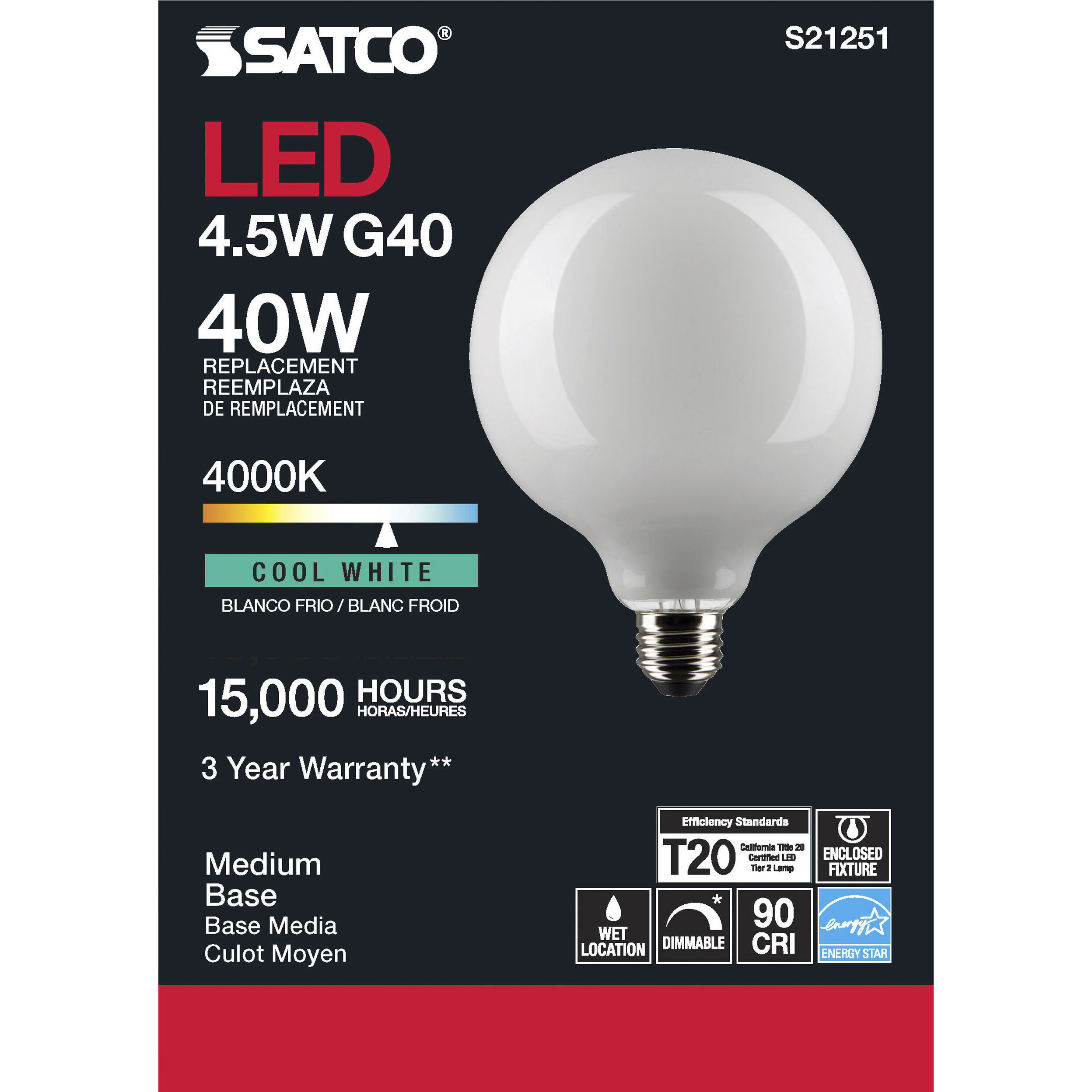 Lumos LED Medium Medium 4.50 watt 4000K LED Filament