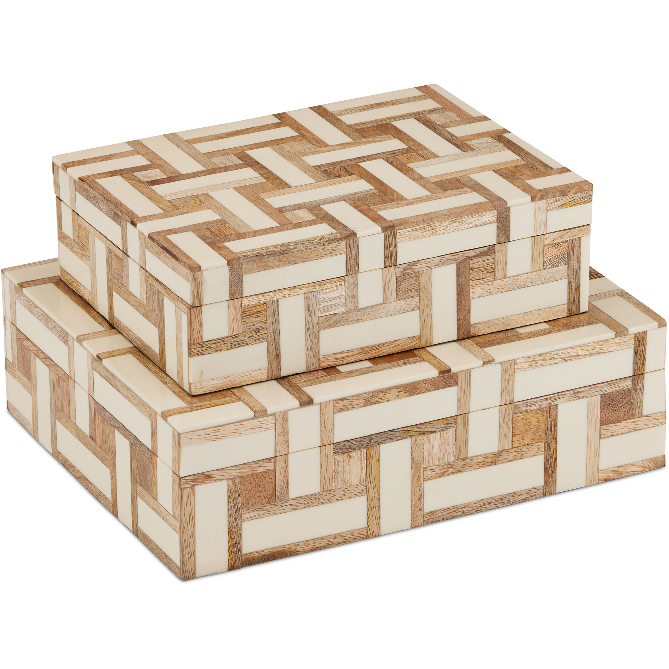 Aarna 10 inch Natural/Ivory Boxes, Set of 2