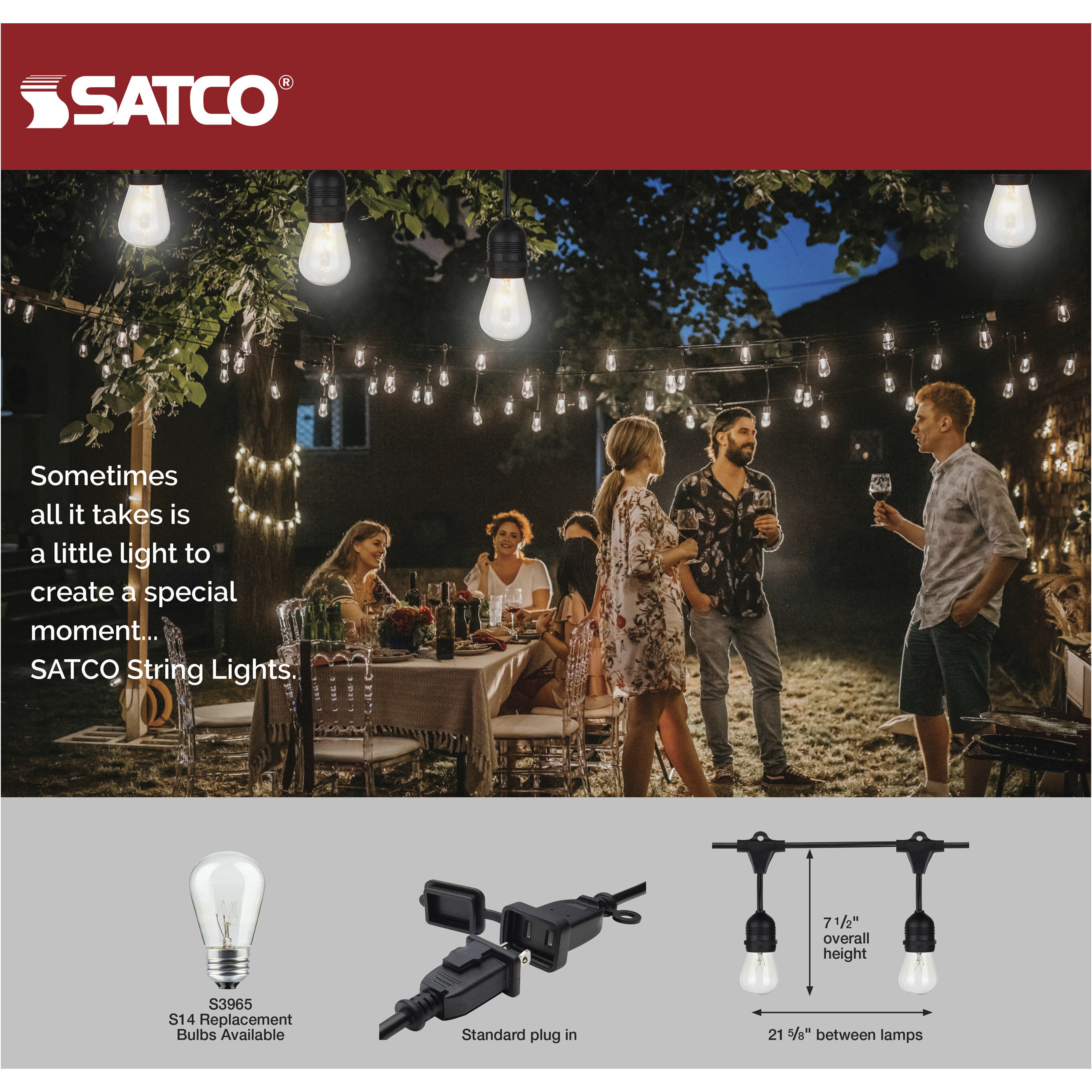 Lumos 12 Light 24 foot Black String Lights