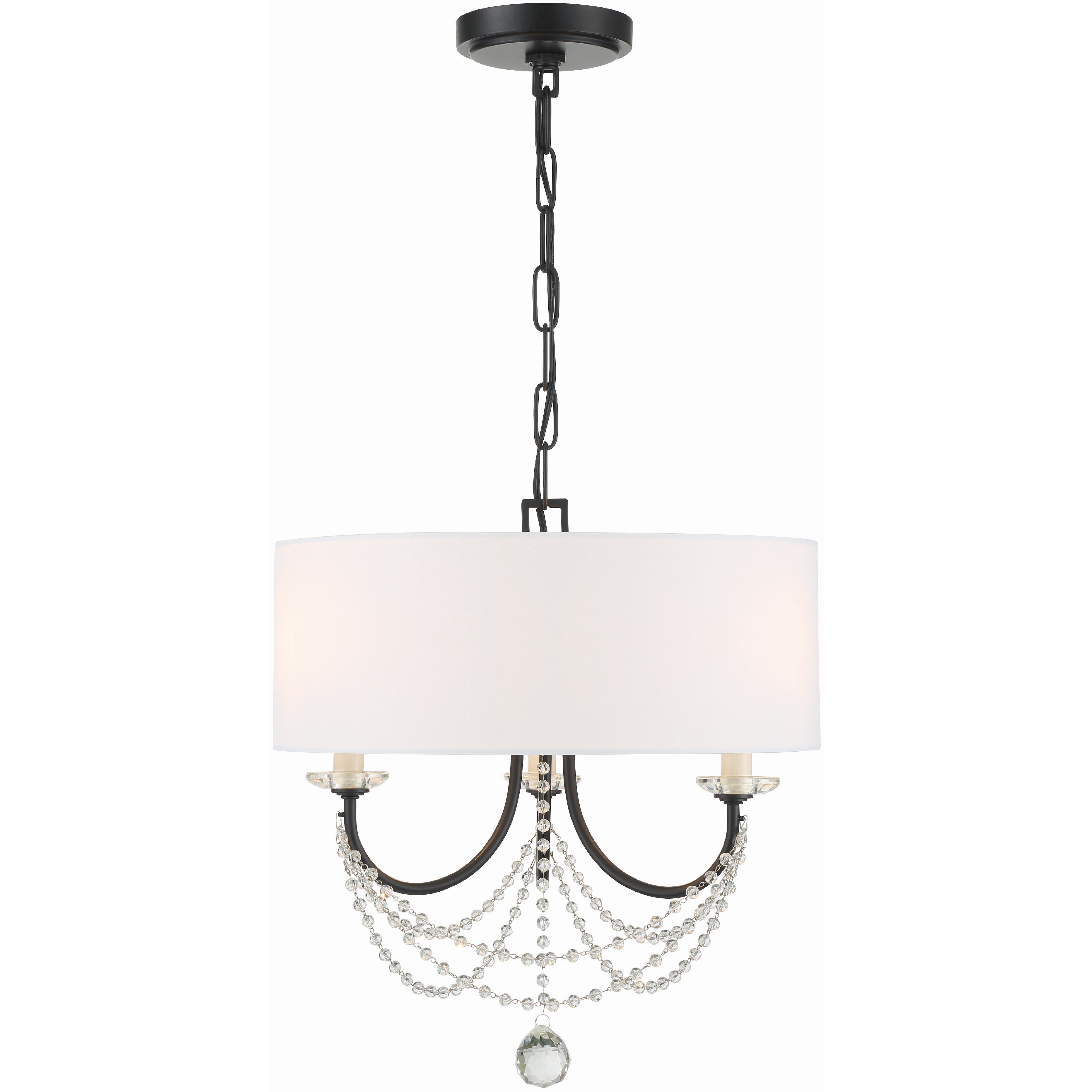 Delilah 3 Light 15.75 inch Matte Black Mini Chandelier Ceiling Light
