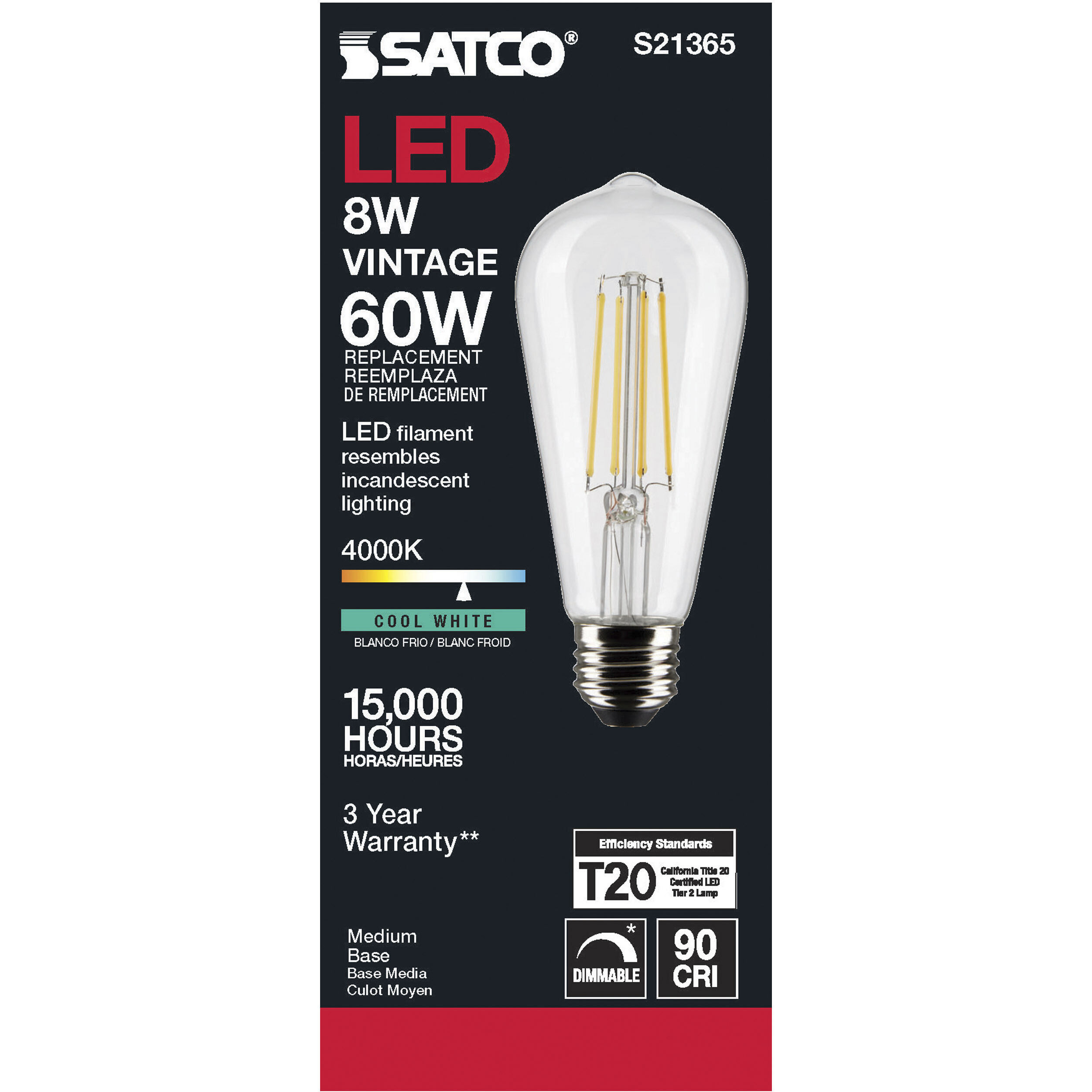 Lumos LED Medium Medium 8.00 watt 4000K LED Filament