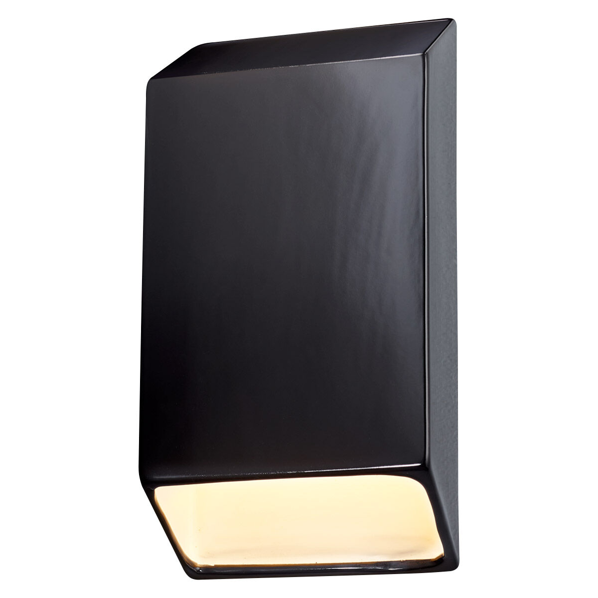 Ambiance LED 7 inch White Crackle ADA Wall Sconce Wall Light, Closed Top Fixture, Tapered Rectangle