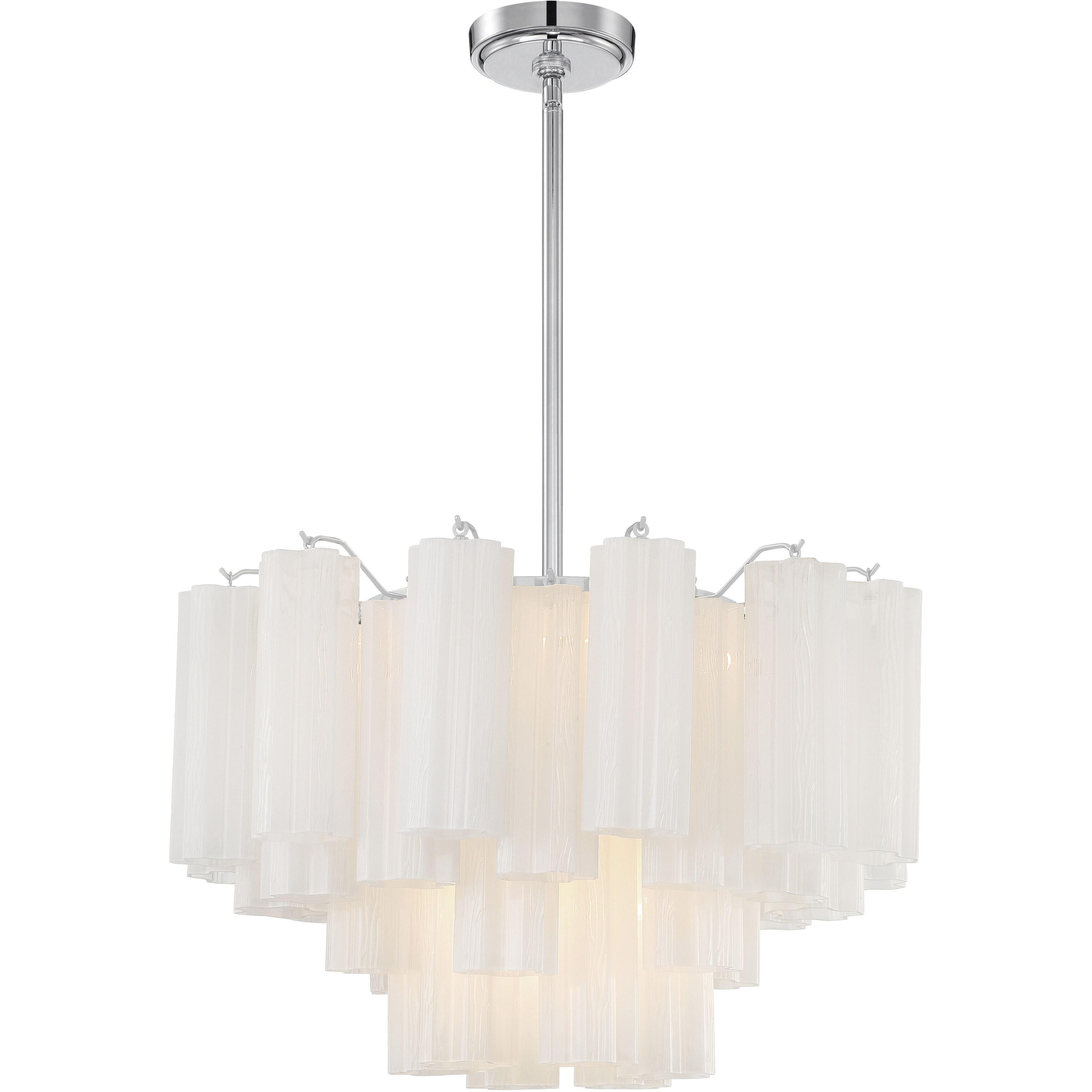 Addis 9 Light 22 inch Polished Chrome Chandelier Ceiling Light in Tronchi Glass White