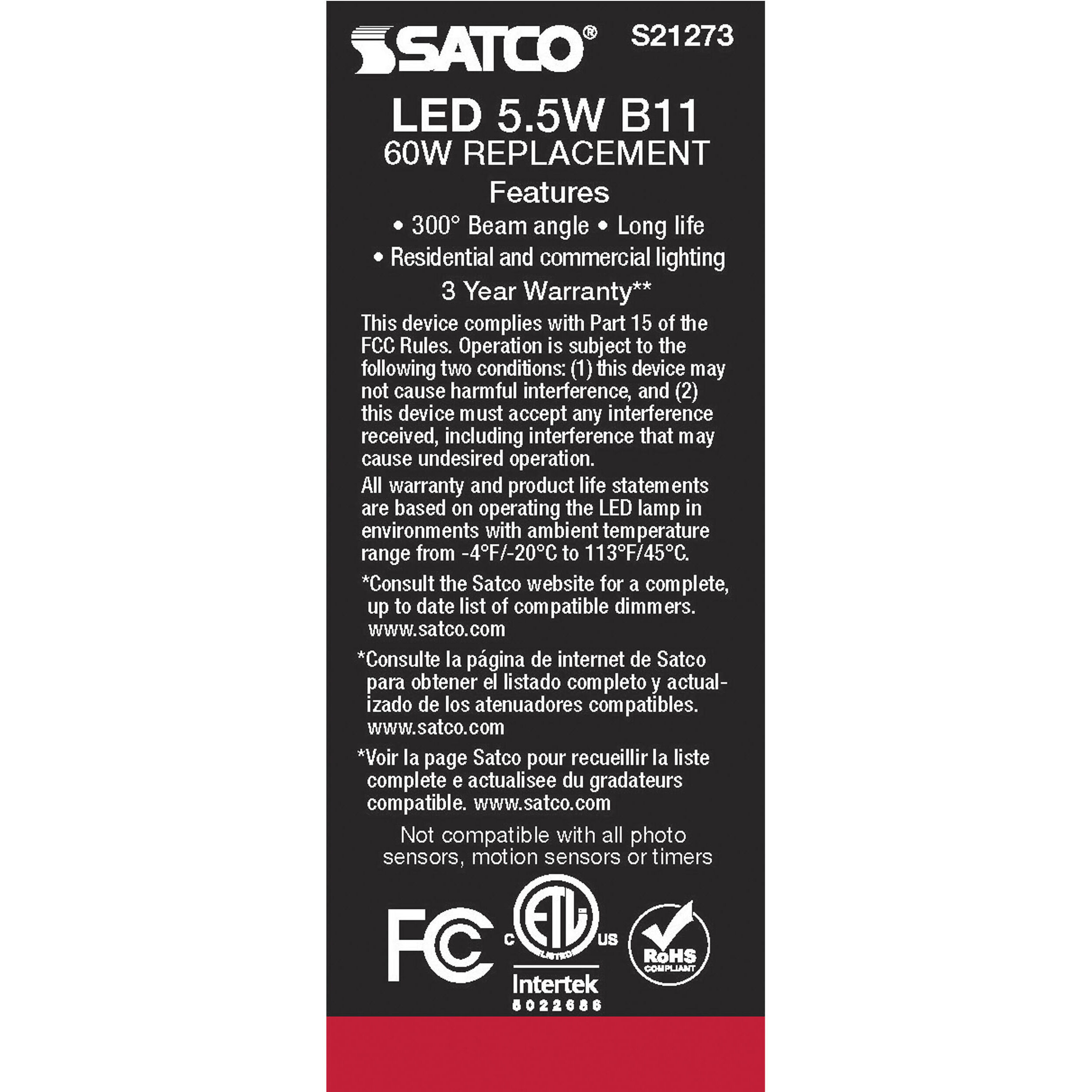 Lumos LED Candelabra Candelabra 5.50 watt 2700K LED Filament