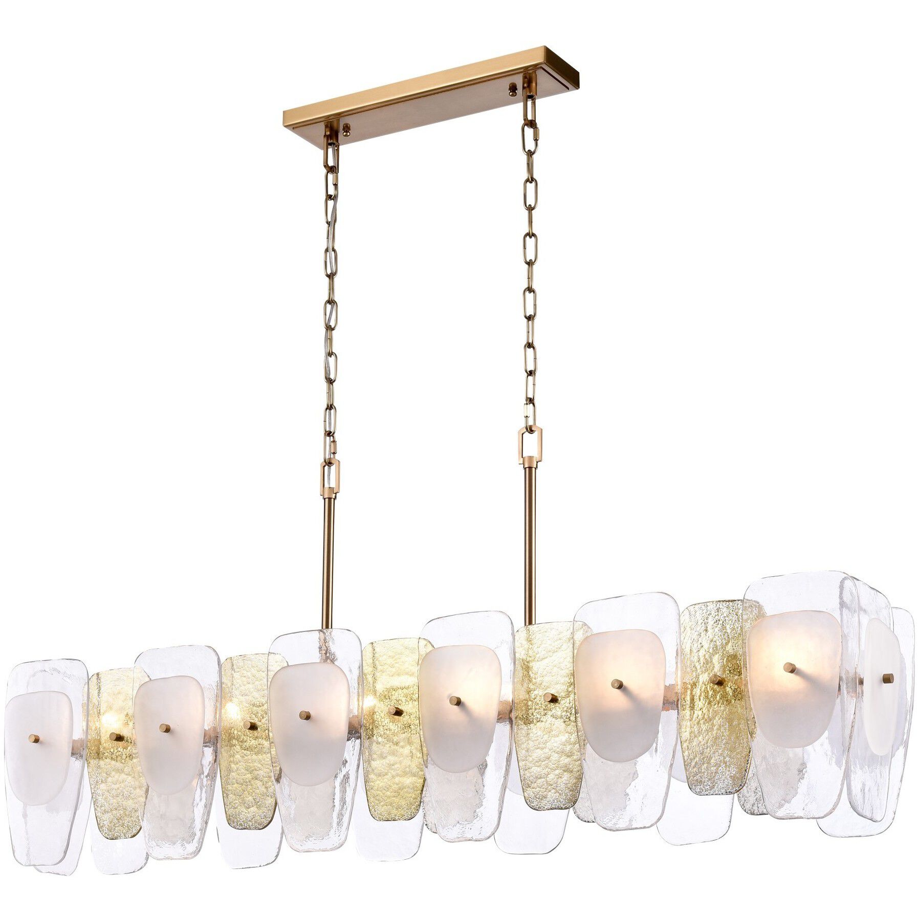 Strata 6 Light 53 inch Lacquered Gold Linear Chandelier Ceiling Light