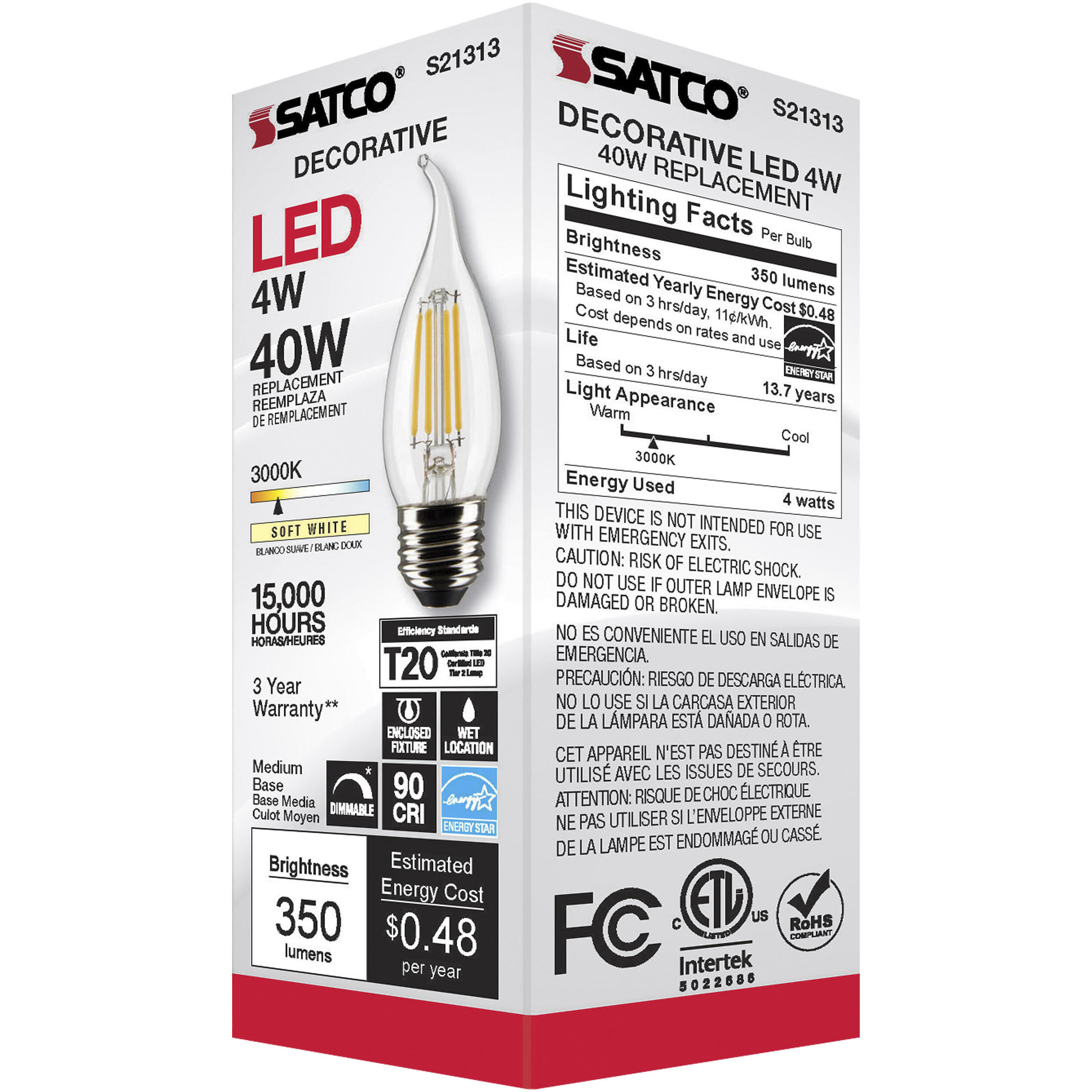 Lumos LED Medium Medium 4.00 watt 3000K LED Filament