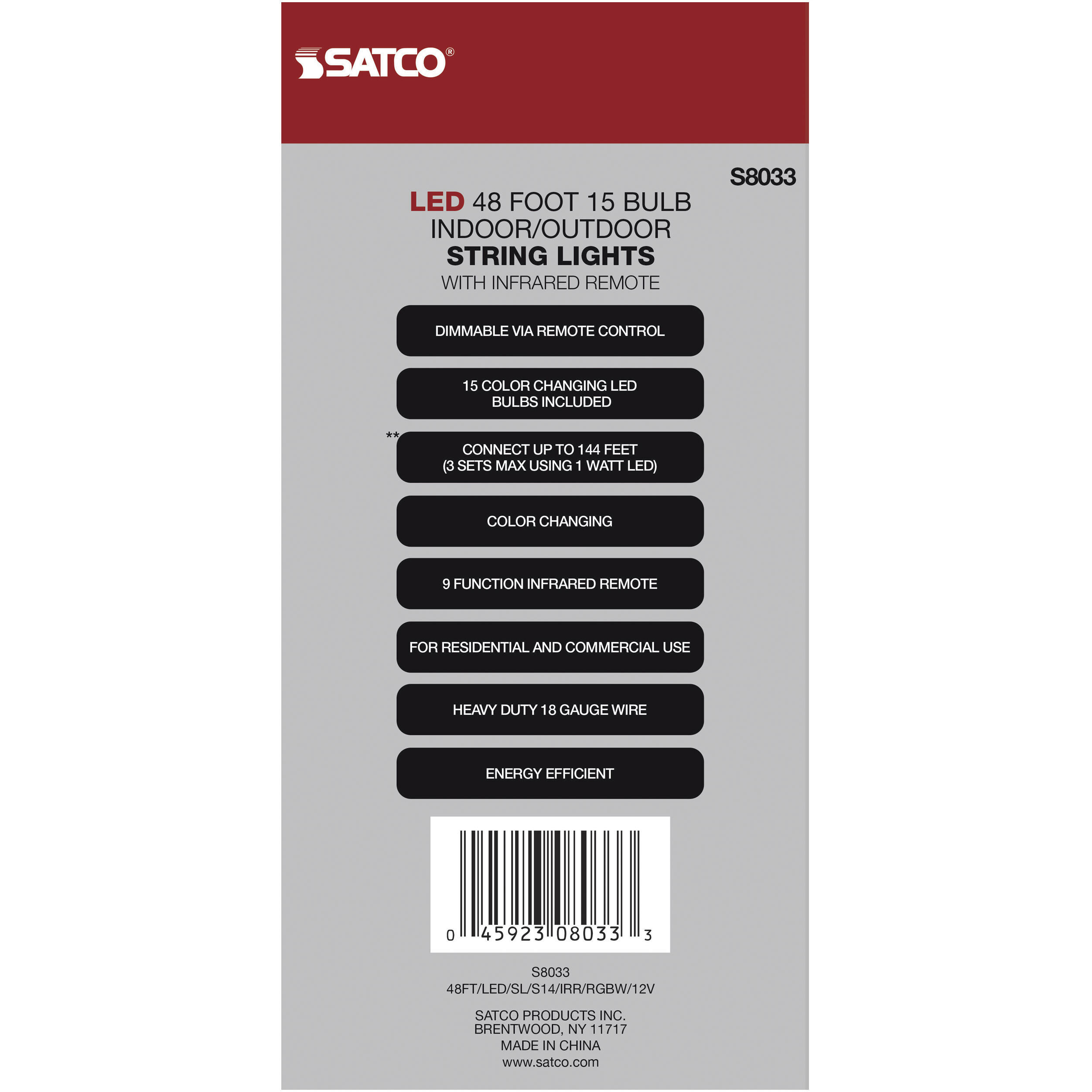 Lumos 15 Light LED 48 foot Black LED String Lights