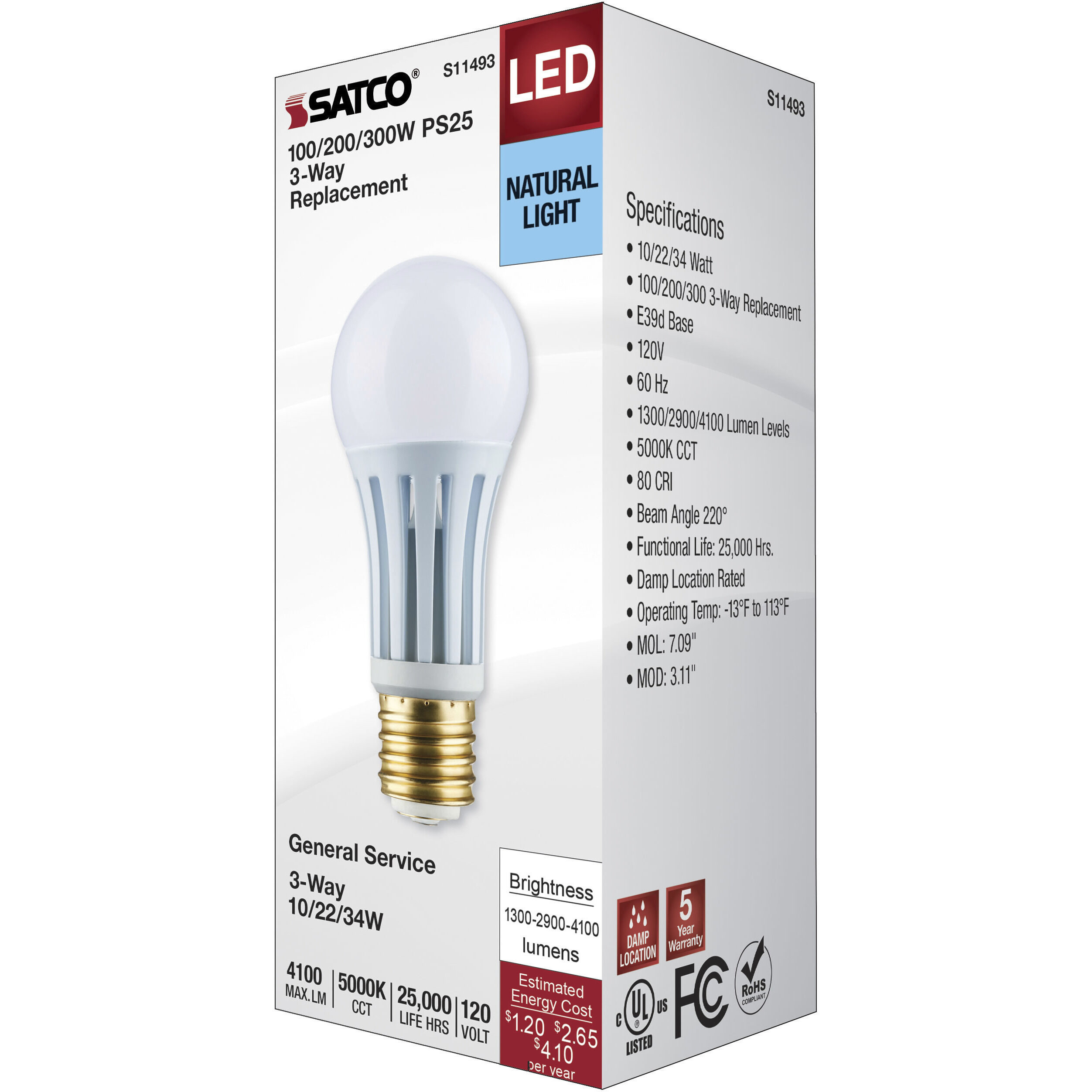 Lumos LED Mogul DC LED 10 watt 5000K Type A
