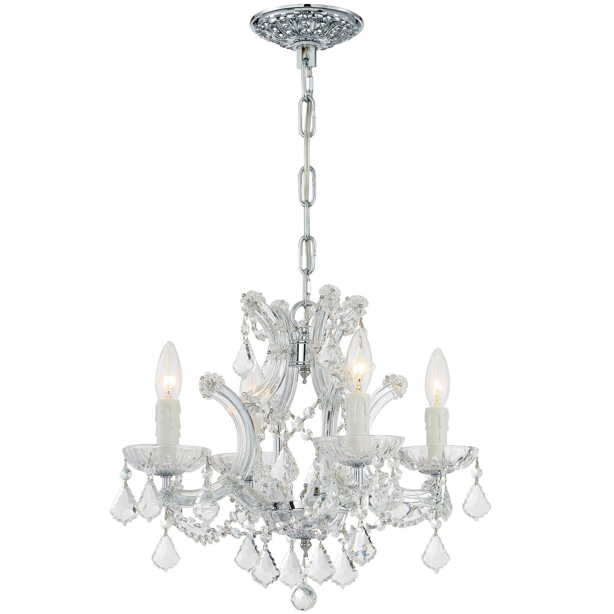 Maria Theresa 4 Light 16.5 inch Polished Chrome Mini Chandelier Ceiling Light in Clear Spectra