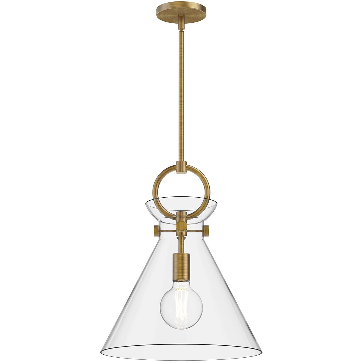 Alora Mood Emerson 1 Light 14 inch Aged Gold/Clear Glass Pendant Ceiling Light