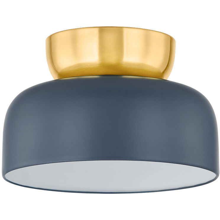 Batya 1 Light 13 inch Aged Brass/Slate Blue Flush Mount Ceiling Light