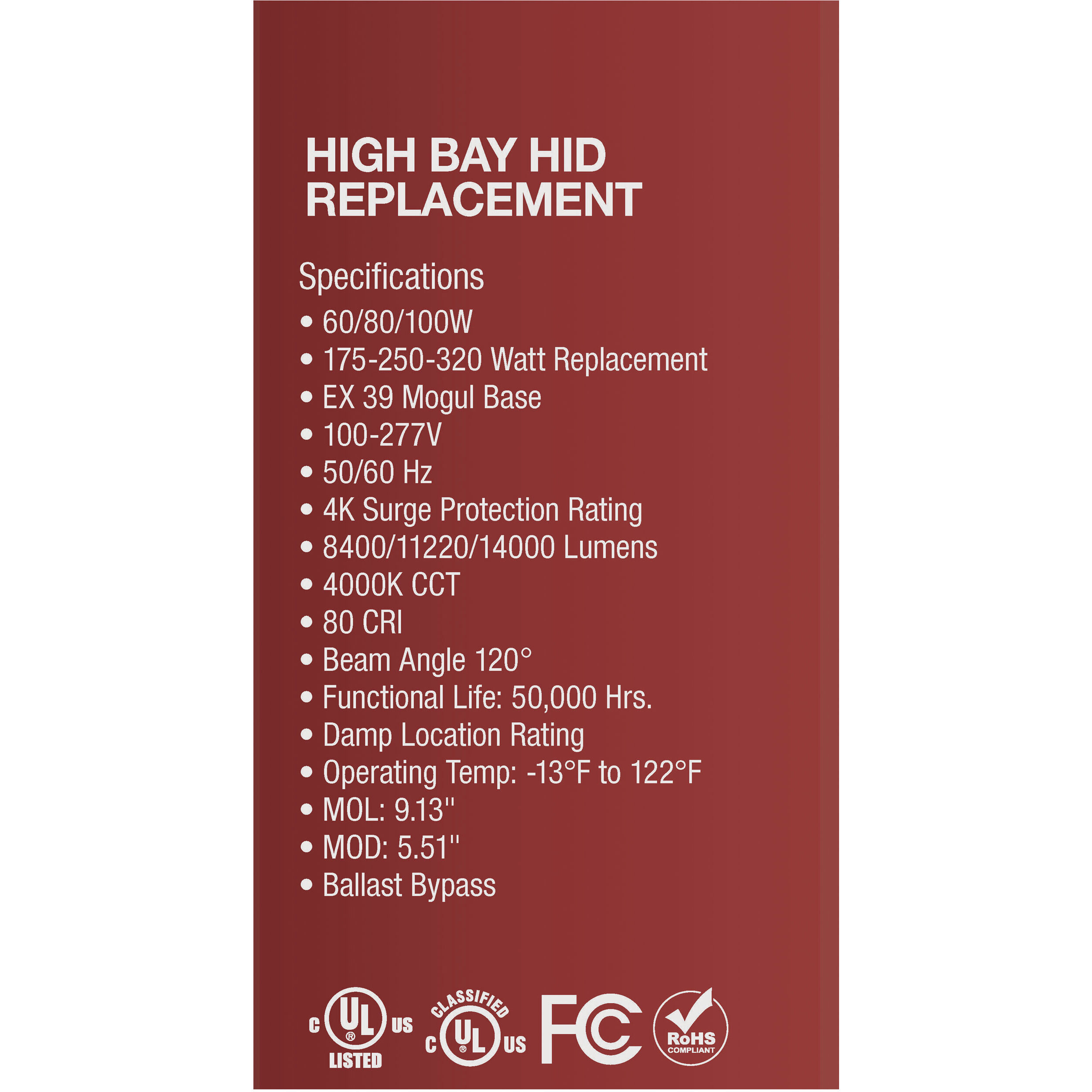 Hi-Pro LED LED Mogul Extended 4000K HID Replacements