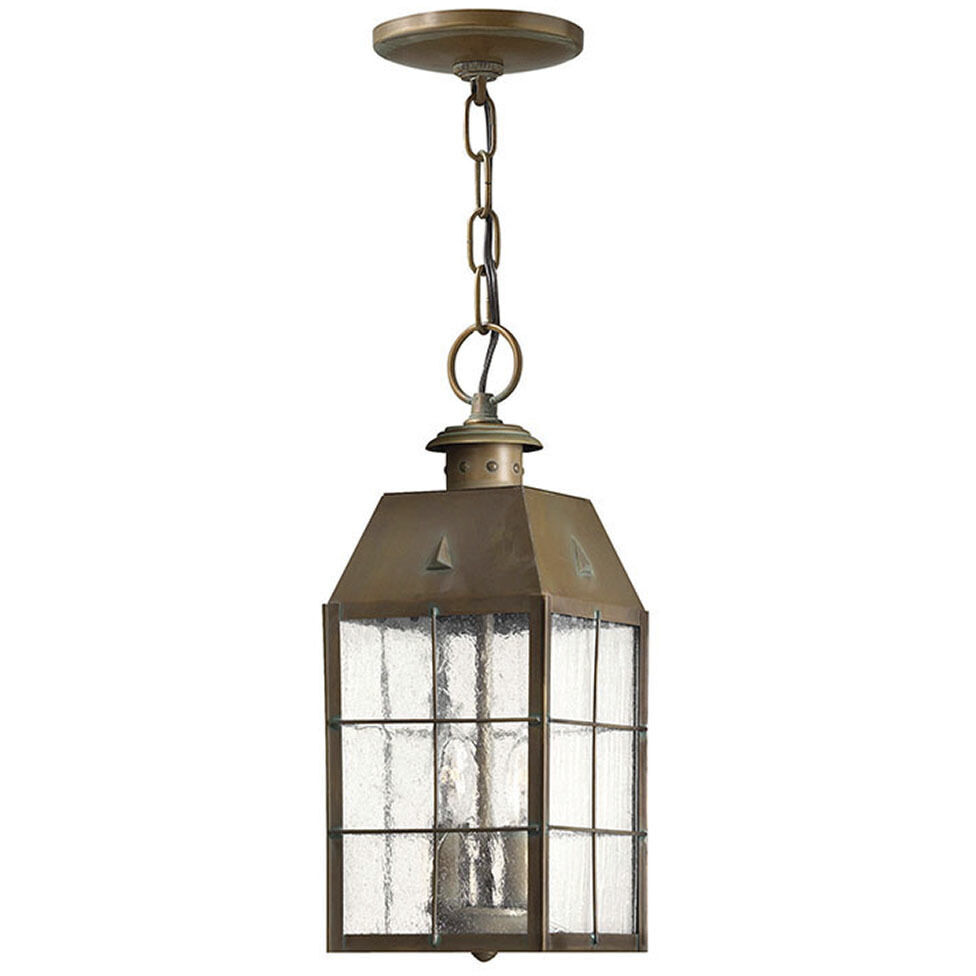 Heritage Nantucket 2 Light 5.5 inch Aged Brass Outdoor Hanging Lantern