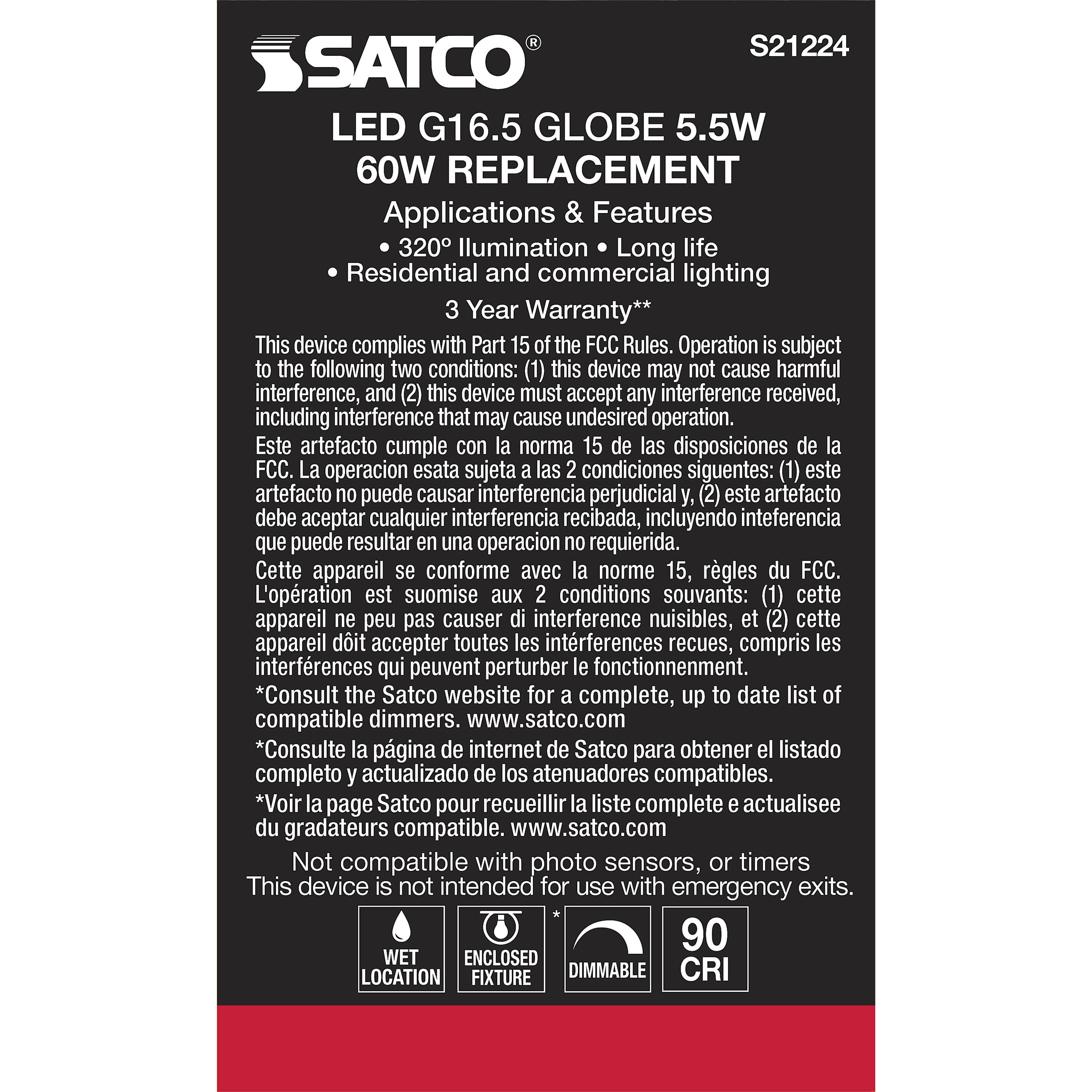 Lumos LED Medium Medium 5.50 watt 3000K LED Filament