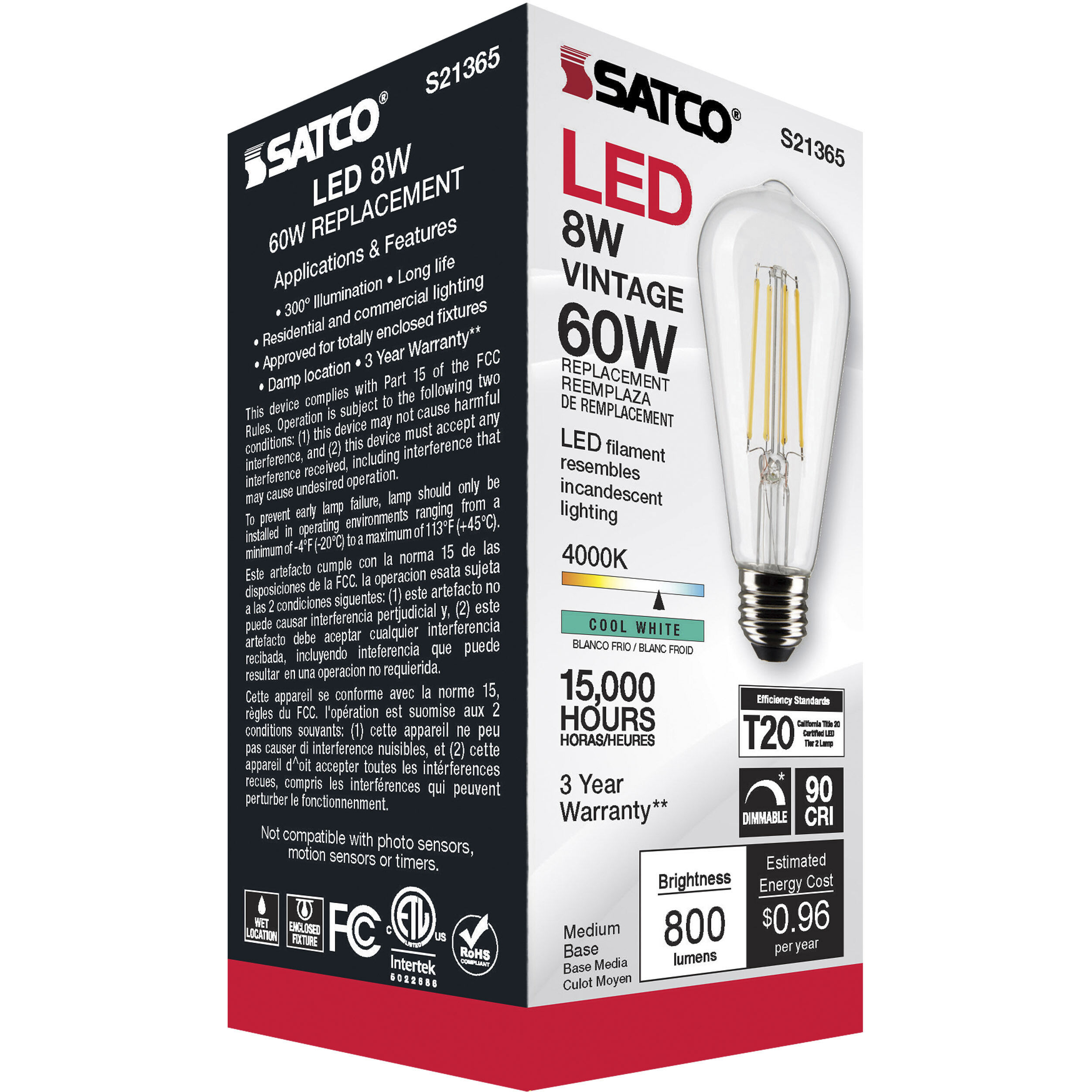 Lumos LED Medium Medium 8.00 watt 4000K LED Filament