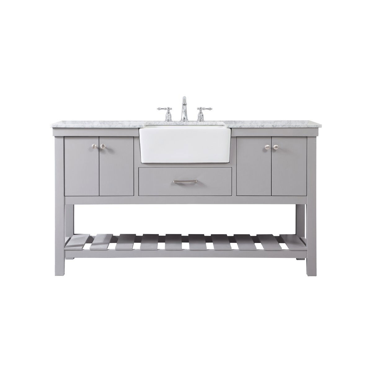 Clement 60 X 22 X 34.13 inch Grey Bathroom Vanity Cabinet