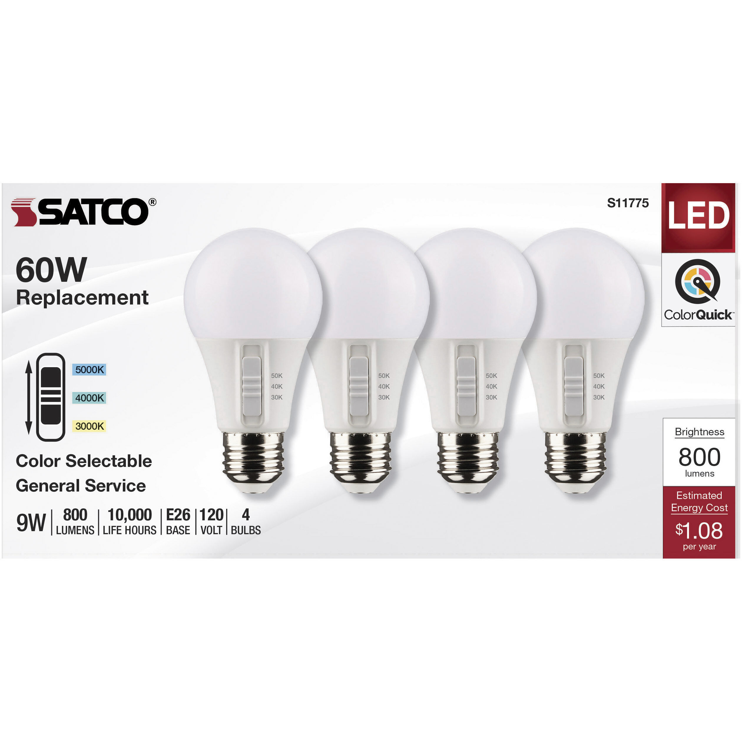 Lumos Medium 9.00 watt 3000K Light Bulb, Pack of 4