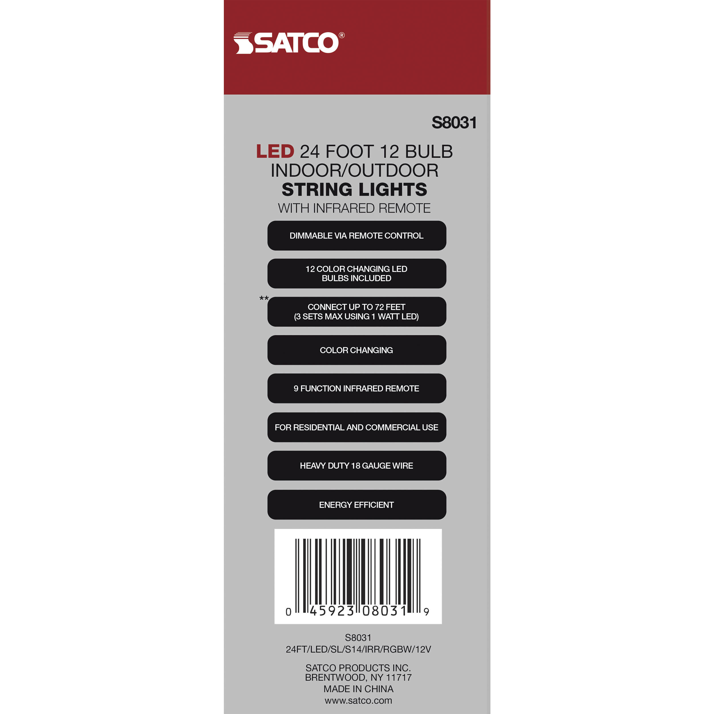 Lumos 12 Light LED 24 foot Black LED String Lights