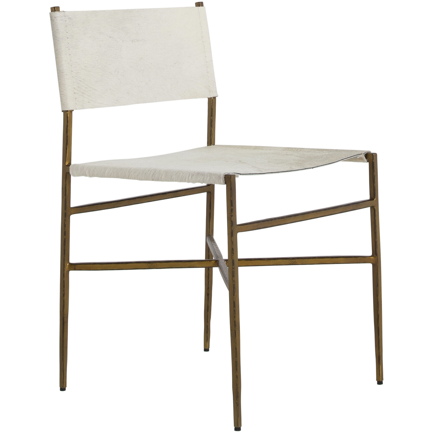 Landon Antique Aged Brass / Natural Ivory Hide Dining Chair
