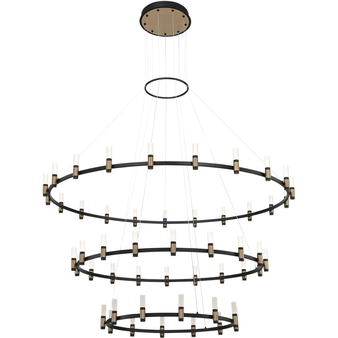 Albany LED 59.5 inch Brass and Black Chandelier Ceiling Light