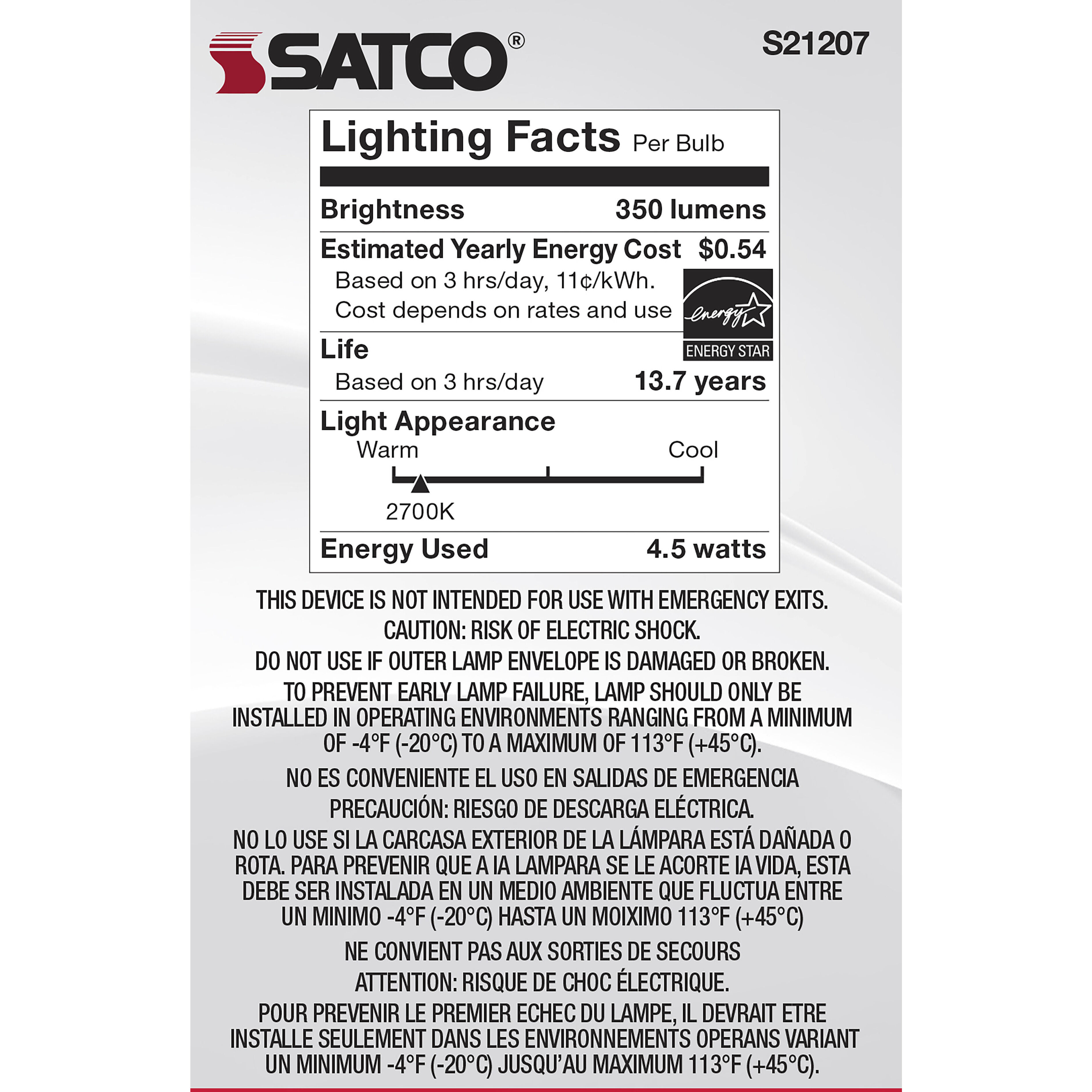 Lumos LED Candelabra Candelabra 4.50 watt 2700K LED Filament 