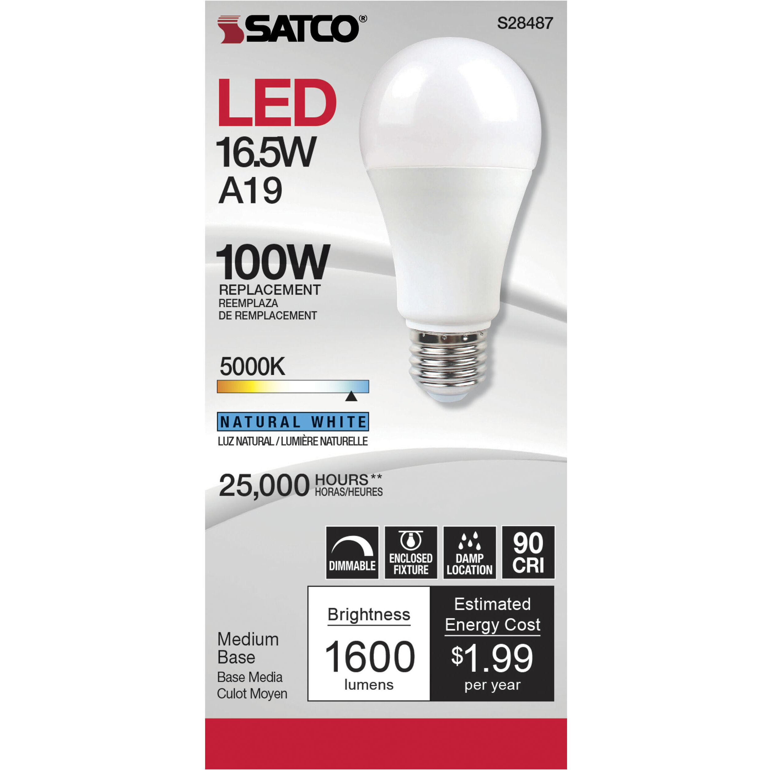 Lumos LED Medium 16.50 watt 120 5000K Light Bulb