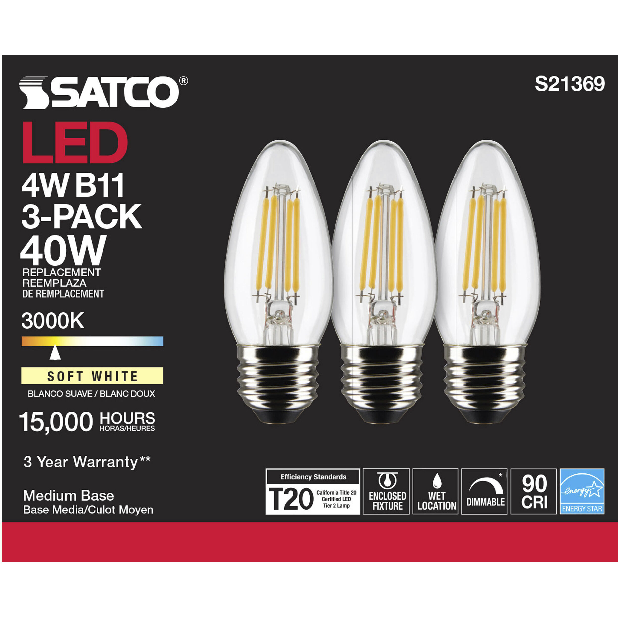 Lumos LED Medium Medium 4.00 watt 3000K LED Filament