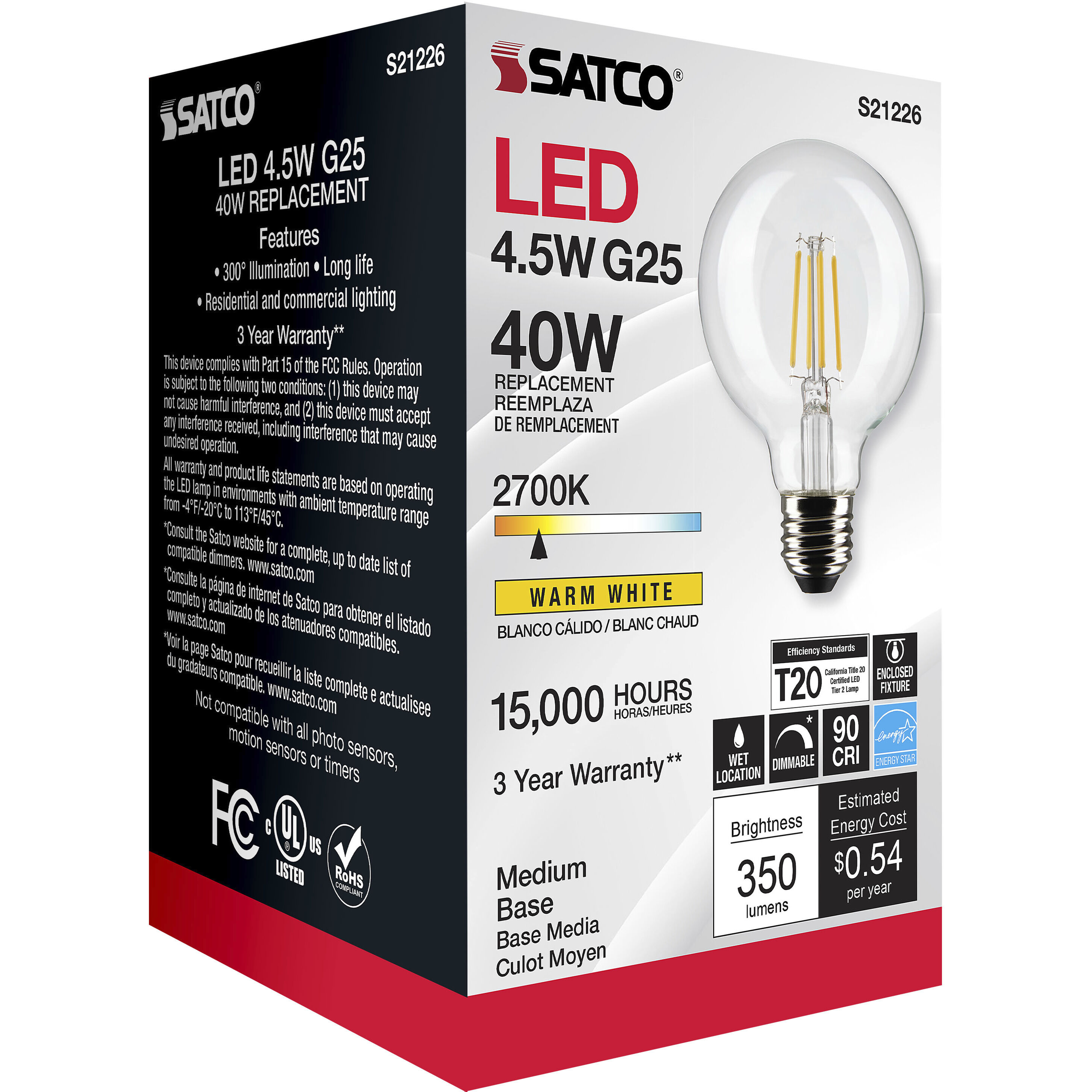 Lumos LED Medium Medium 4.50 watt 2700K LED Filament