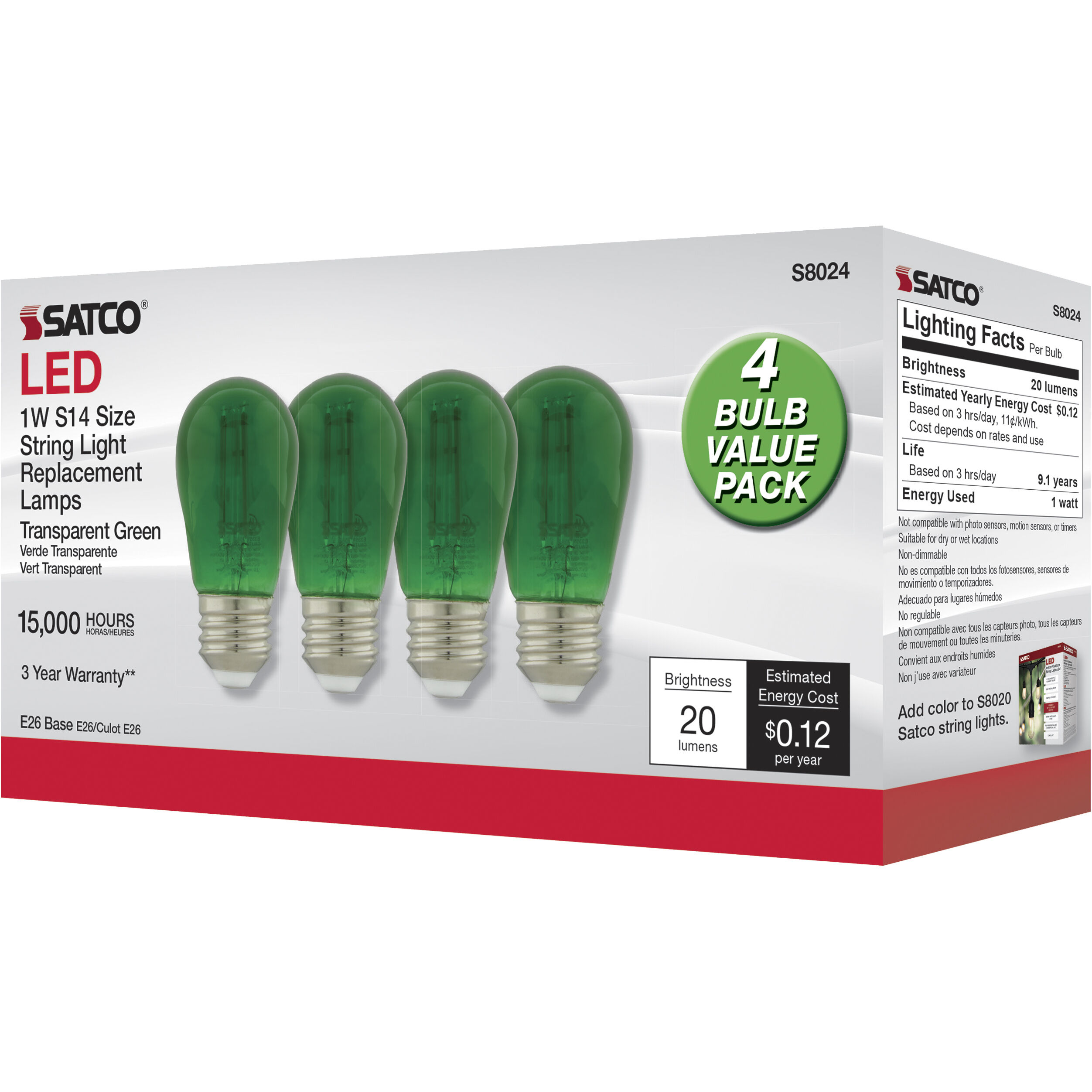 Lumos LED LED Filament Medium 1.00 watt Light Bulbs