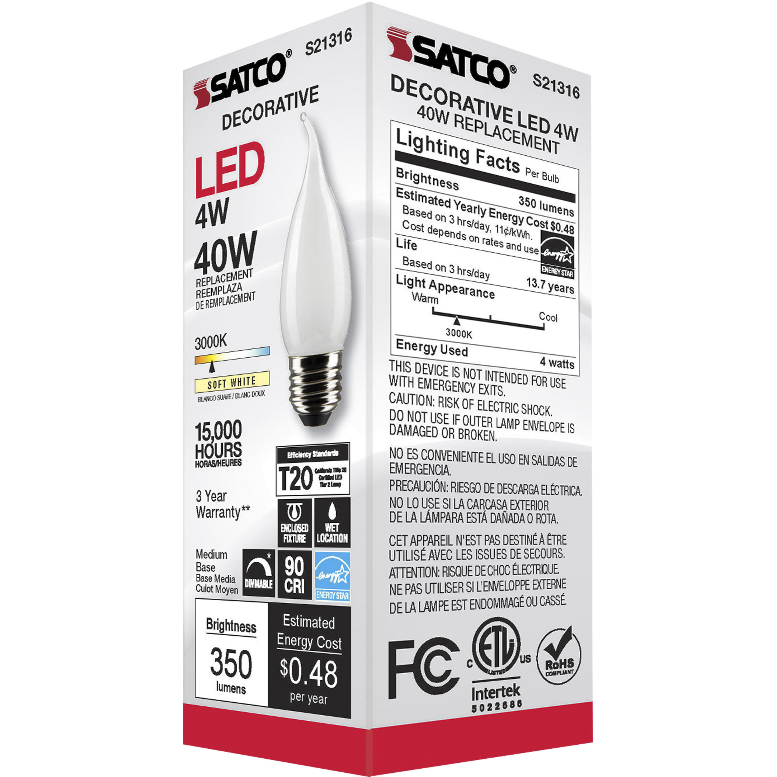 Lumos LED Medium Medium 4.00 watt 3000K LED Filament
