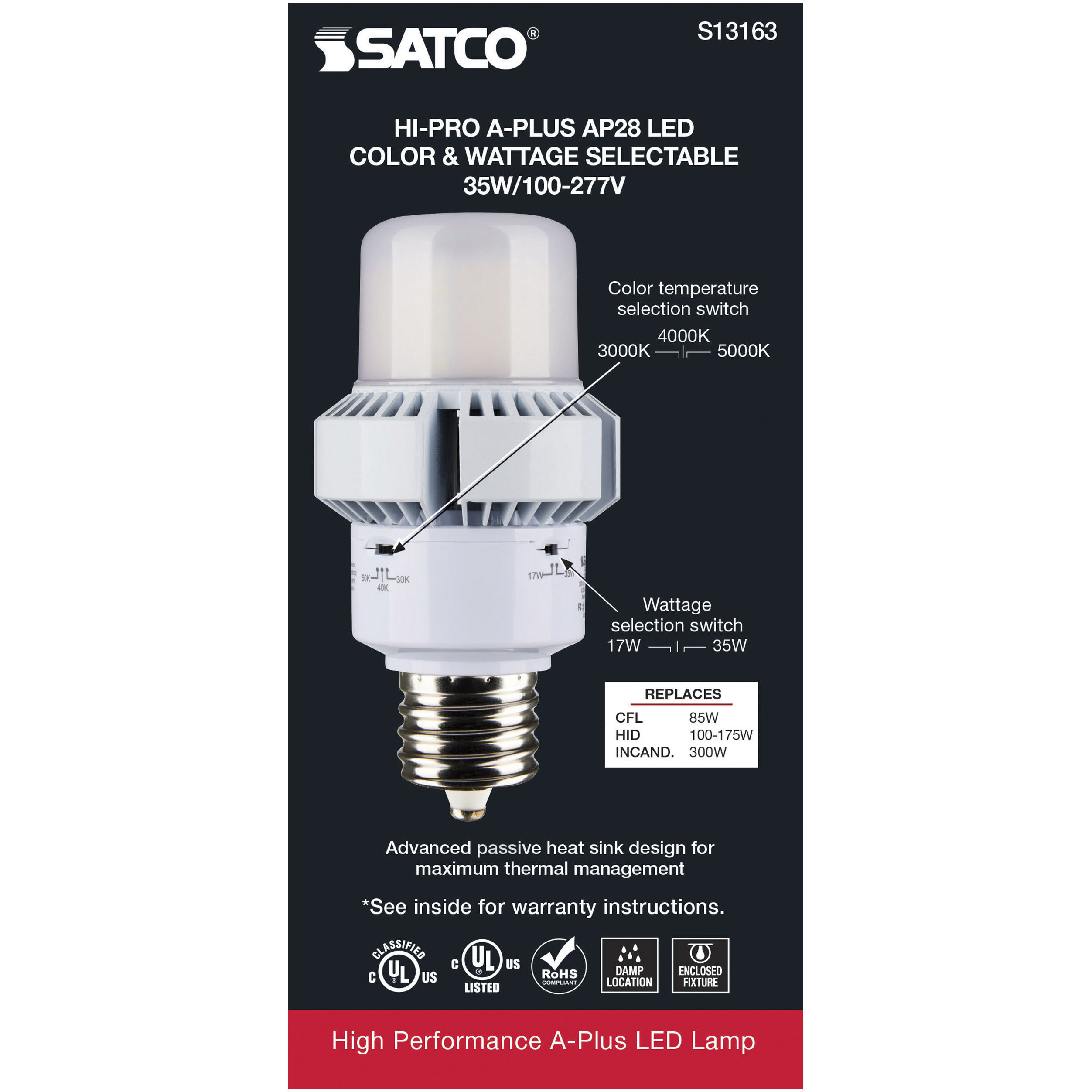 Lumos LED AP28 / ED28 Mogul Extended 35.00 watt 3000K HID Replacements