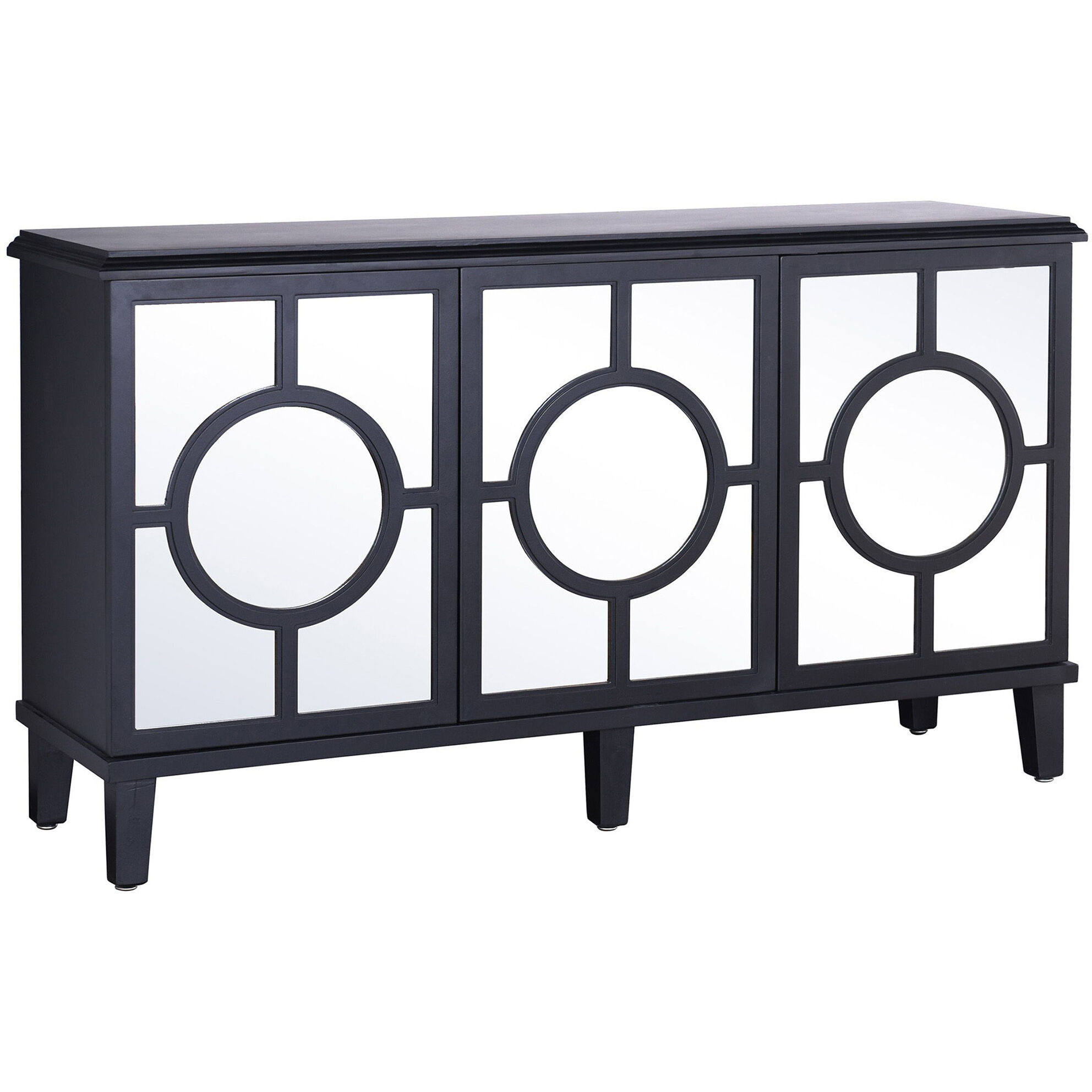 Hollywood 60 inch Semi Gloss Black Lacquer and Clear Sideboard