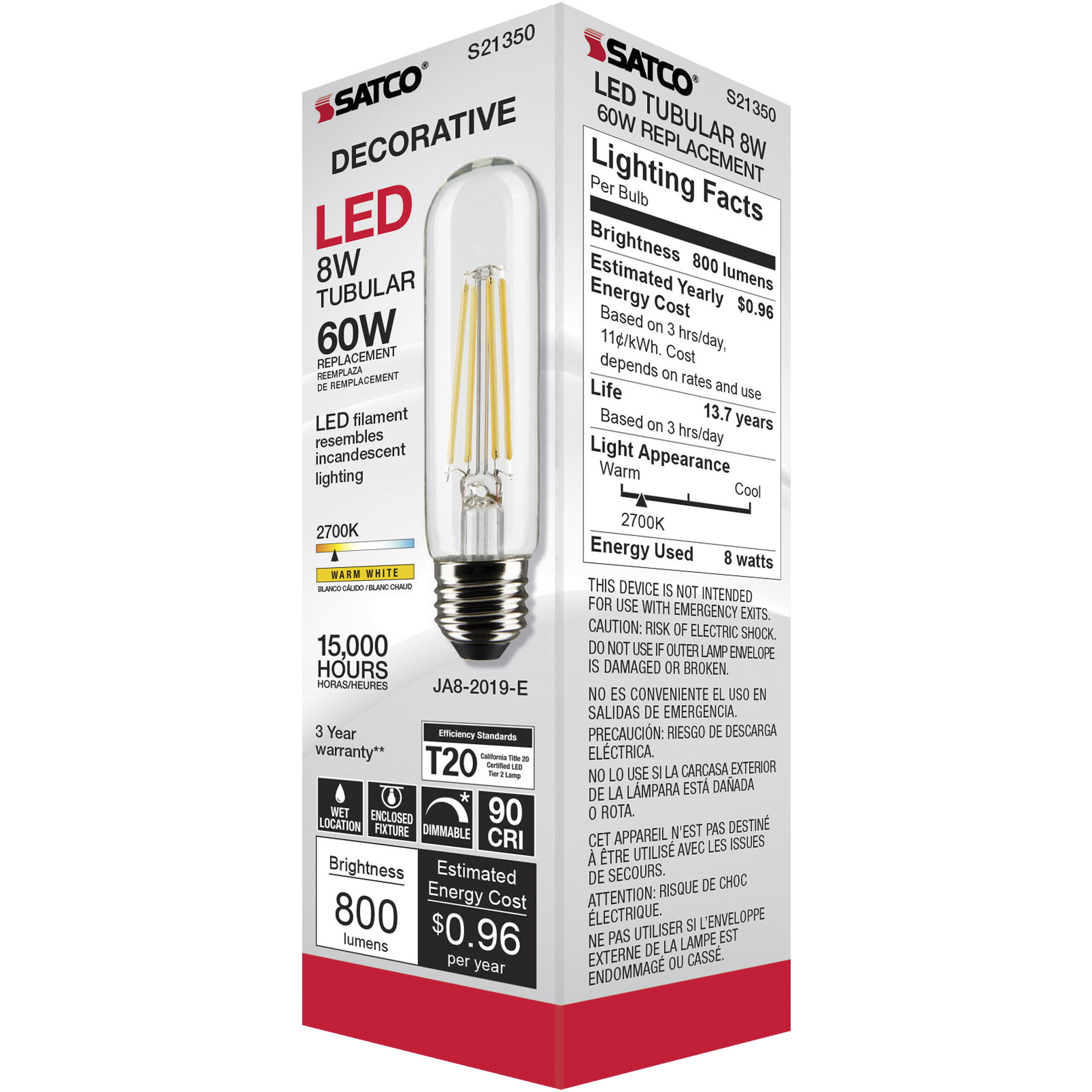 Lumos LED Medium Medium 8.00 watt 2700K LED Filament